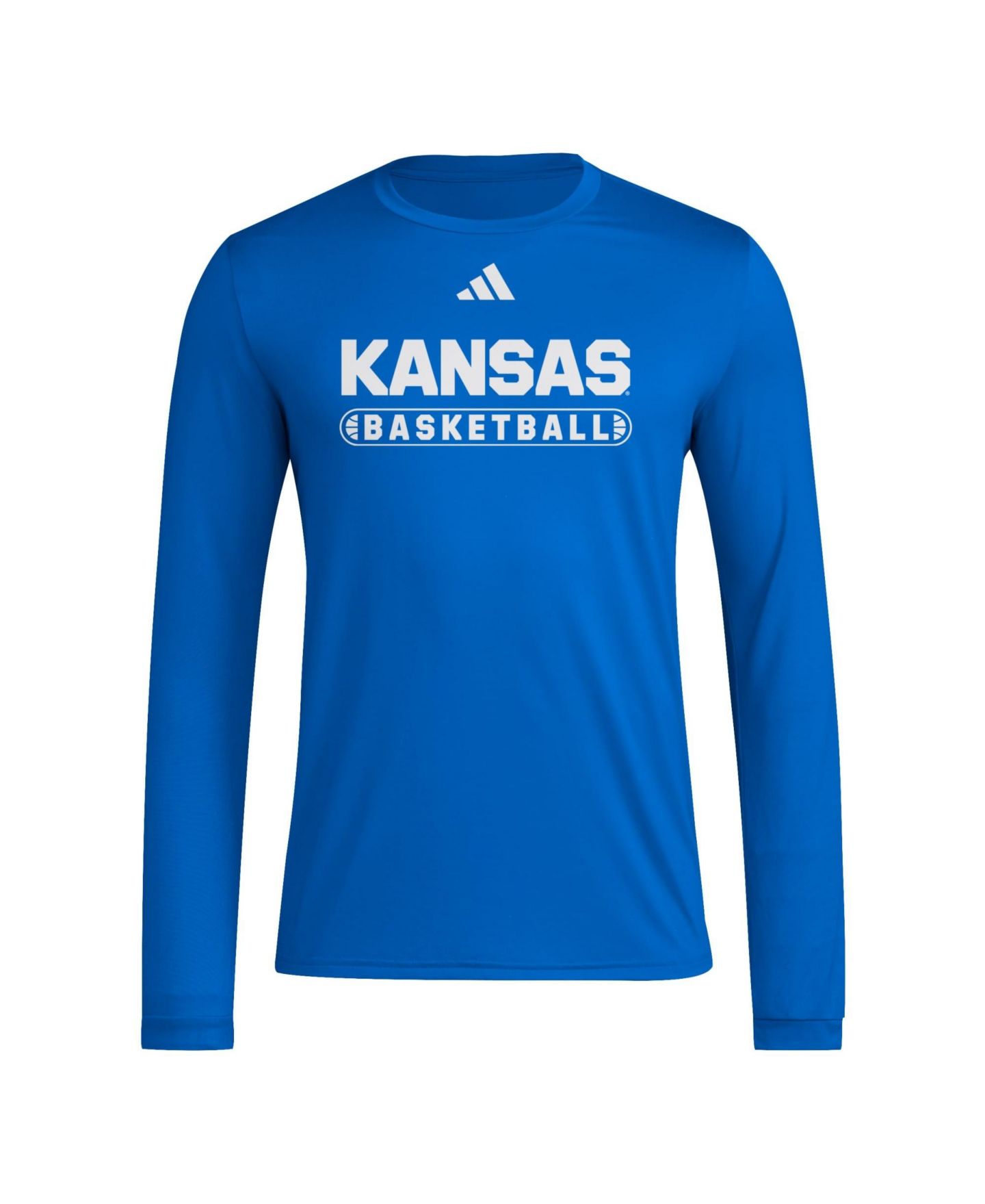 Мужская футболка adidas Royal Kansas Jayhawks On-Court Pregame Long-Sleeve — фото 2