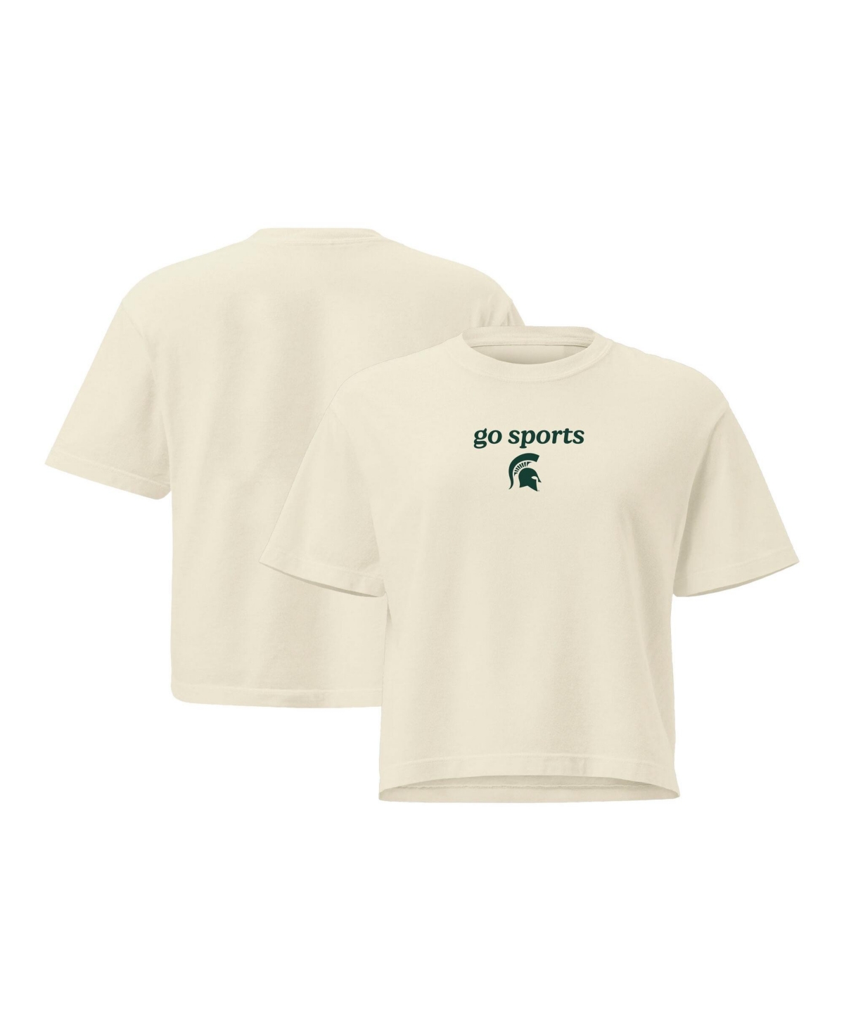 Image One Women's Comfort Colors Cream Michigan State Spartans Go Sports Cropped T-Shirt - Cream