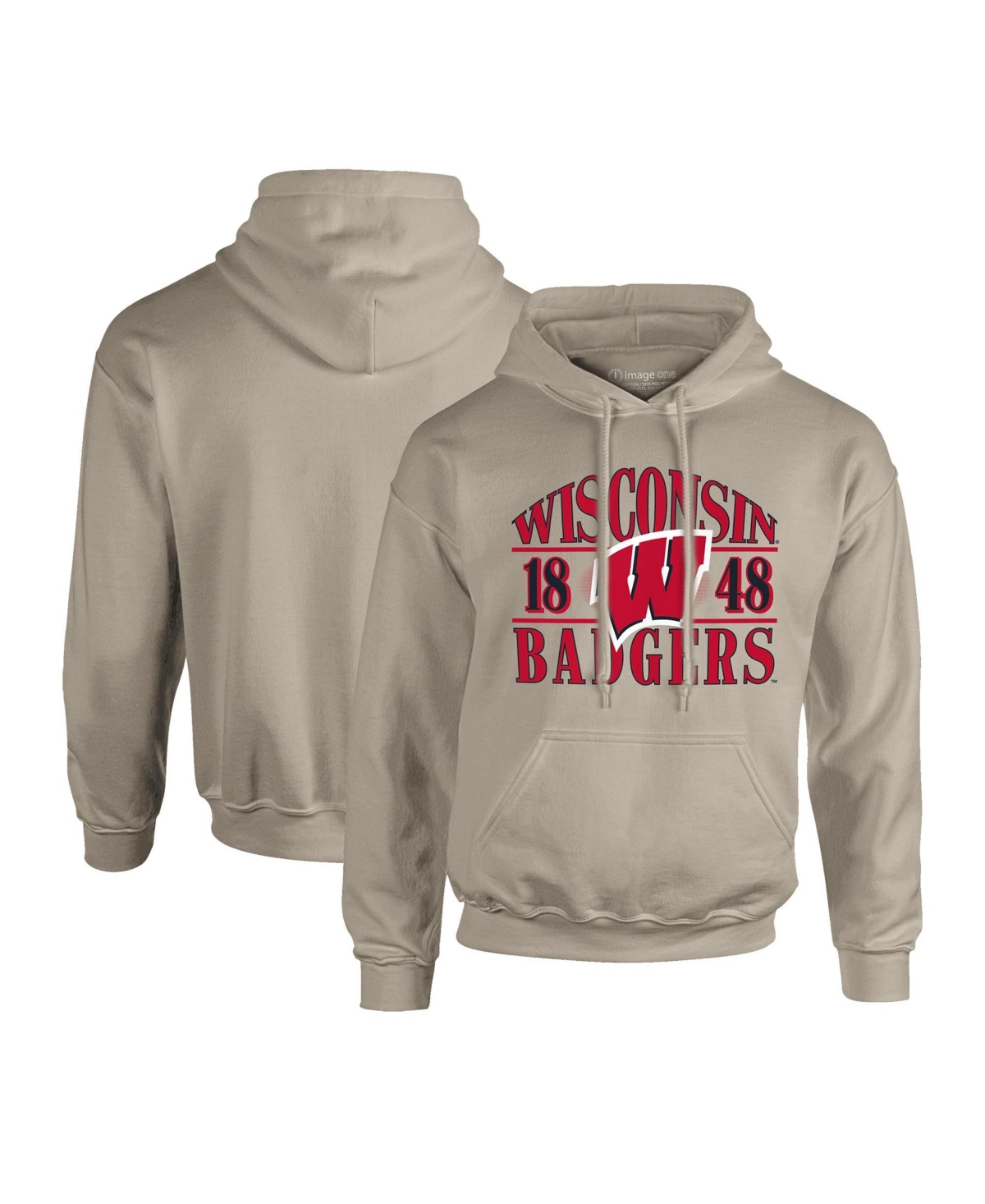 Image One Men's Tan Wisconsin Badgers Upper Arch Letters Pullover Hoodie - Tan