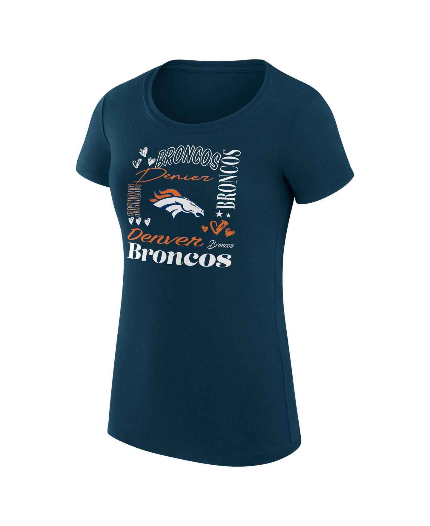 Женская футболка G-III 4Her by Carl Banks Navy Denver Broncos Super-Slim Fit Lightweight Collage Team — фото 2
