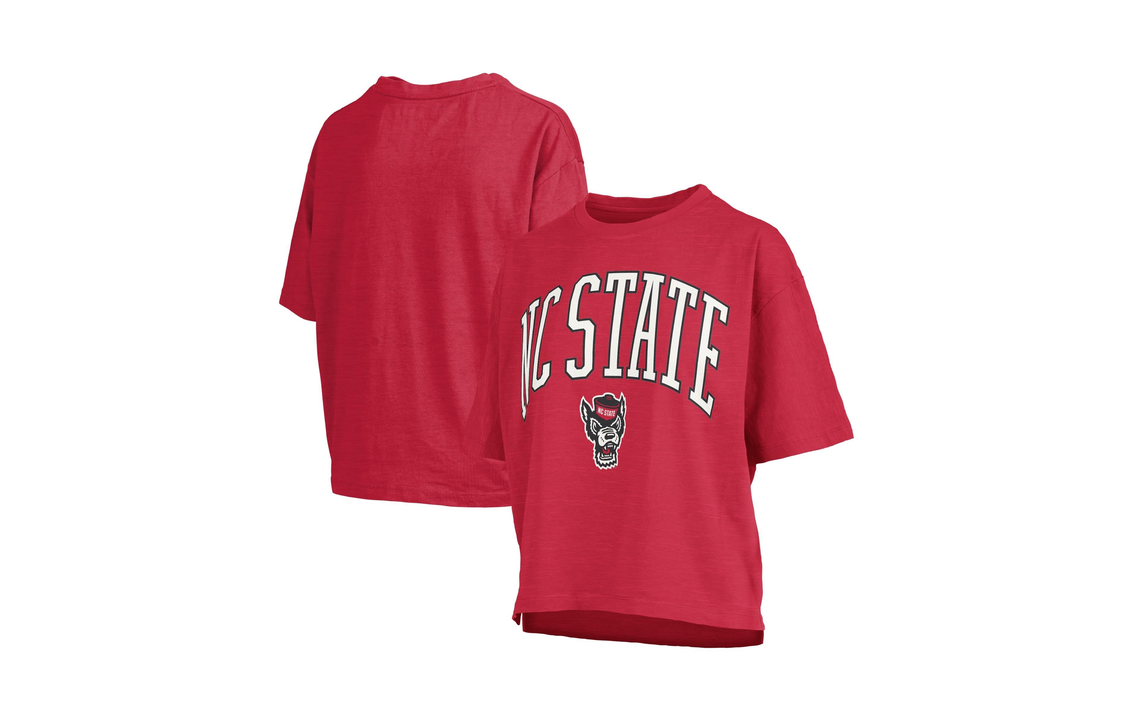 Pressbox Women's Red Nc State Wolfpack Oversized Nelson Arch Over Logo Slub T-Shirt