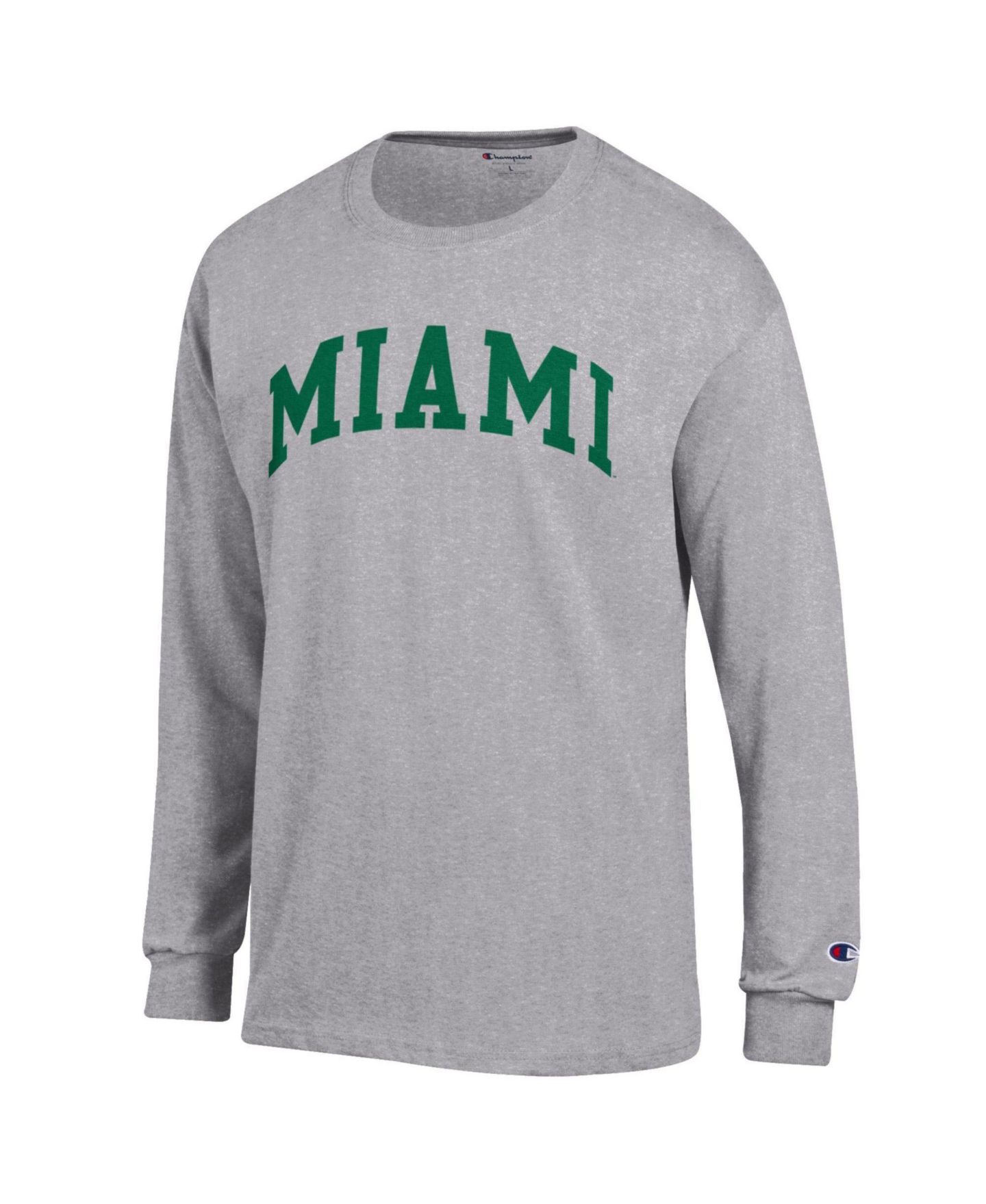 Мужская футболка Champion Heather Gray Miami Hurricanes Basic Arch Long-Sleeve — фото 2