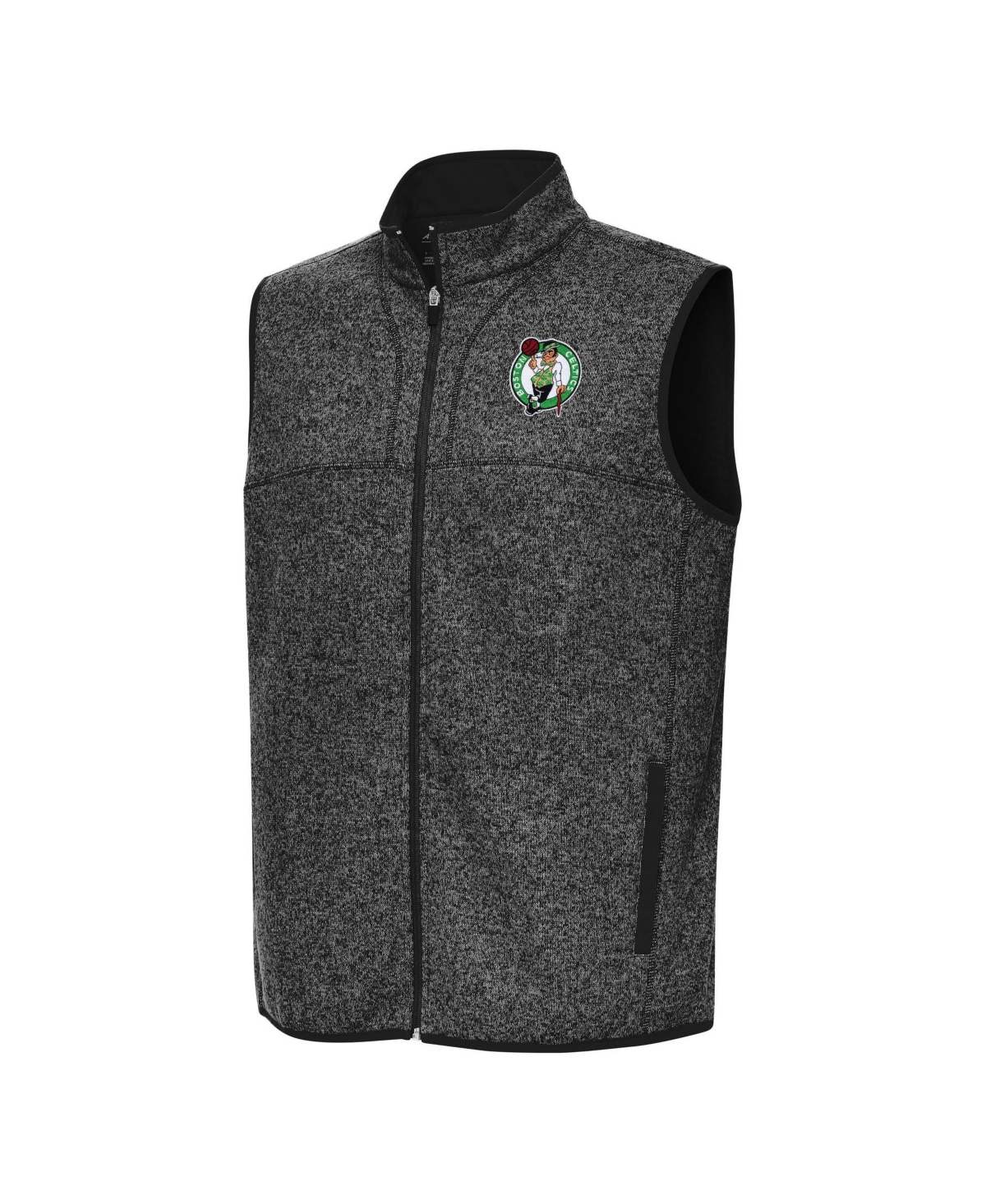 Antigua Men's Heather Black Boston Celtics Fortune Full-Zip Vest - Heather Black