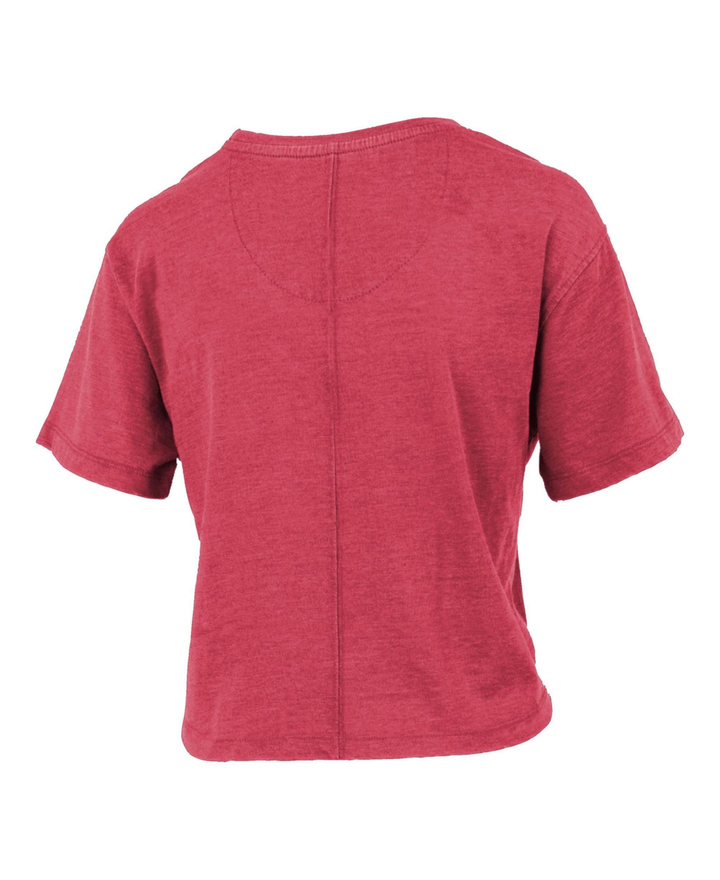 Женская футболка Pressbox Scarlet Ohio State Buckeyes Vintage Waist Length Script Over Logo — фото 3