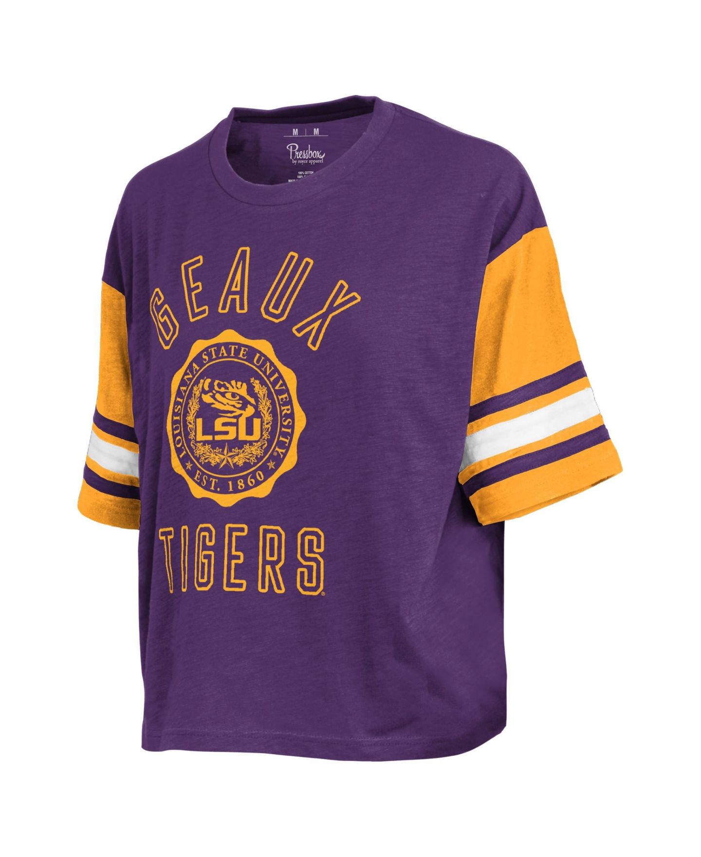 Женская футболка Pressbox Purple LSU Tigers Sunday Color block Seal Slub — фото 2