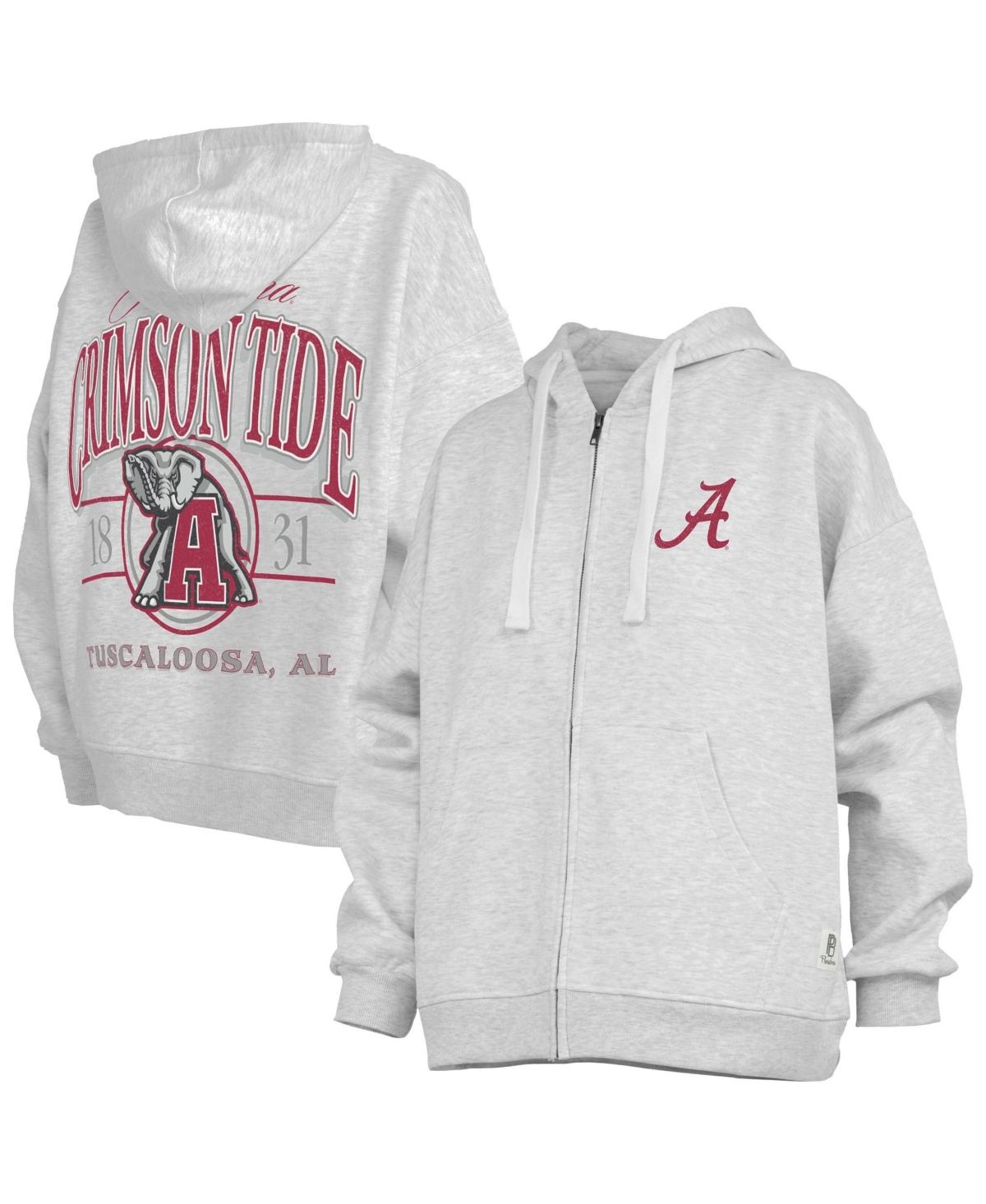 Pressbox Women's Heather Gray Alabama Crimson Tide Janise Full-Zip Hoodie - Heather Gray