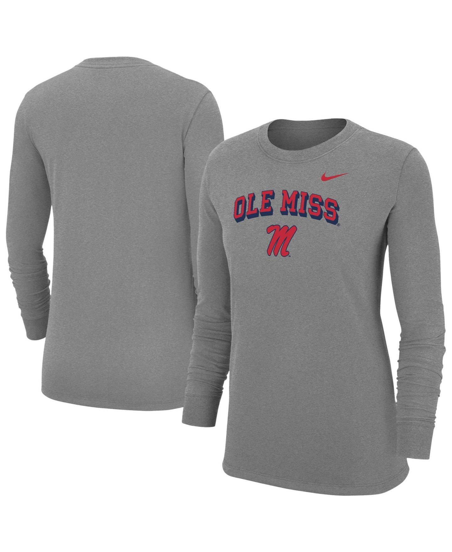 Женская футболка Nike Heather Gray Ole Miss Rebels Core Long-Sleeve — фото 1