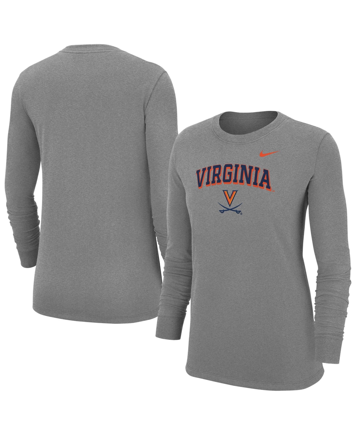 Nike Women's Heather Gray Virginia Cavaliers Core Long-Sleeve T-Shirt - Heather Gray