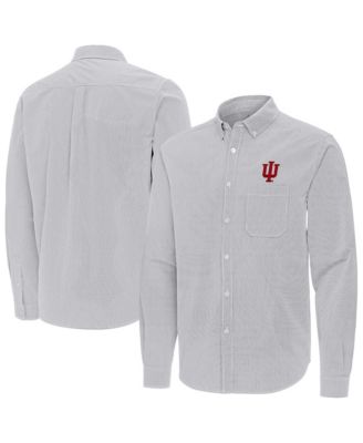 Men's Gray Indiana Hoosiers Porter Woven Tri-Blend Long-Sleeve Button-Down Shirt