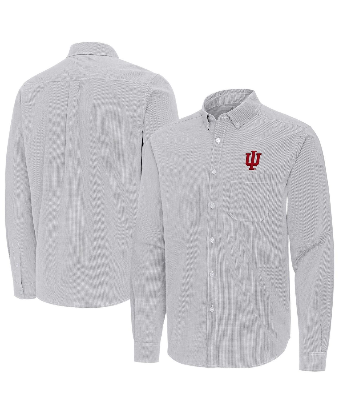 Мужская рубашка Antigua Gray Indiana Hoosiers Porter Woven Tri-Blend Long-Sleeve Button-Down — фото 1