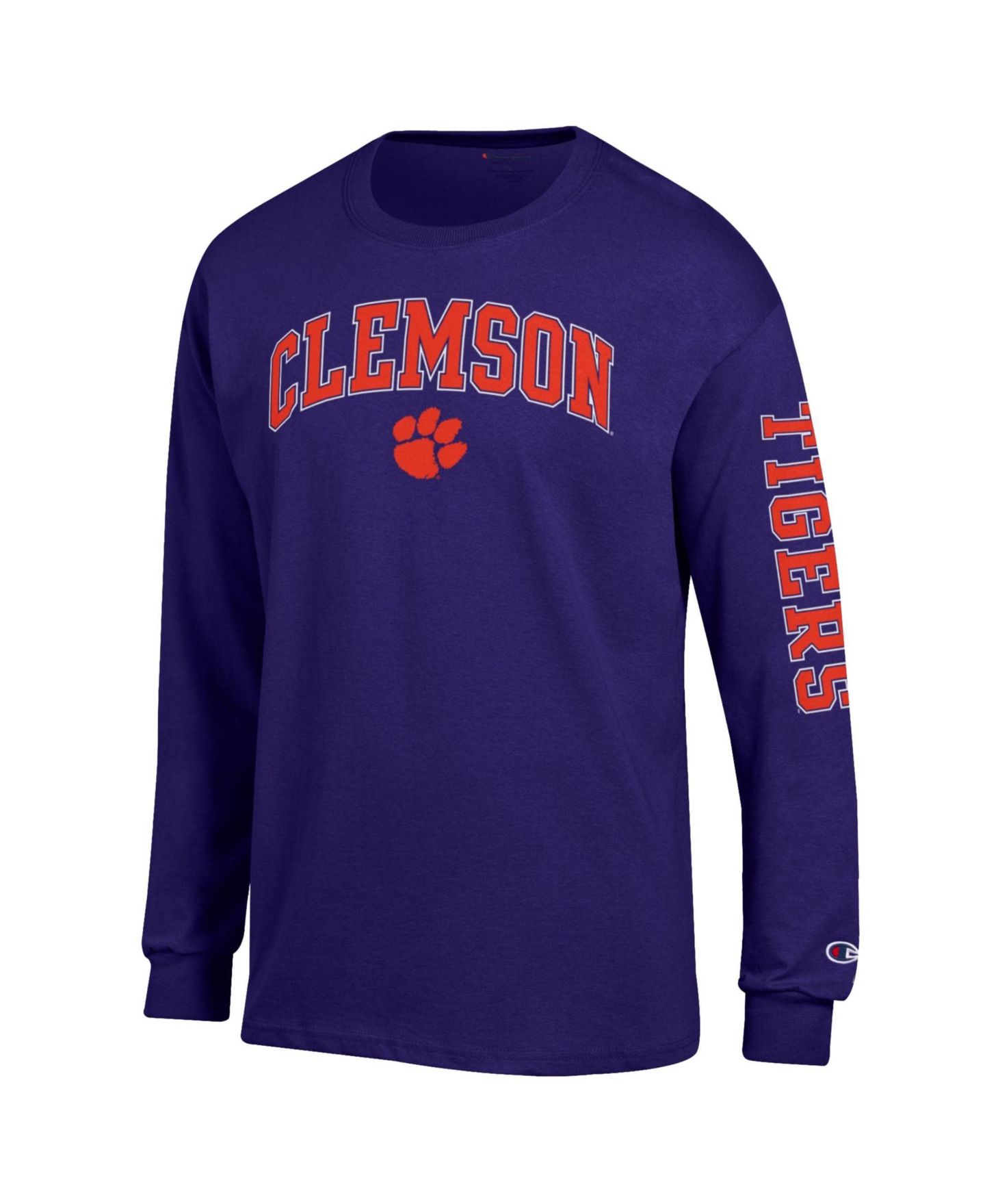 Мужская футболка Champion Purple Clemson Tigers Arch Over Logo 2-Hit Long-Sleeve — фото 2