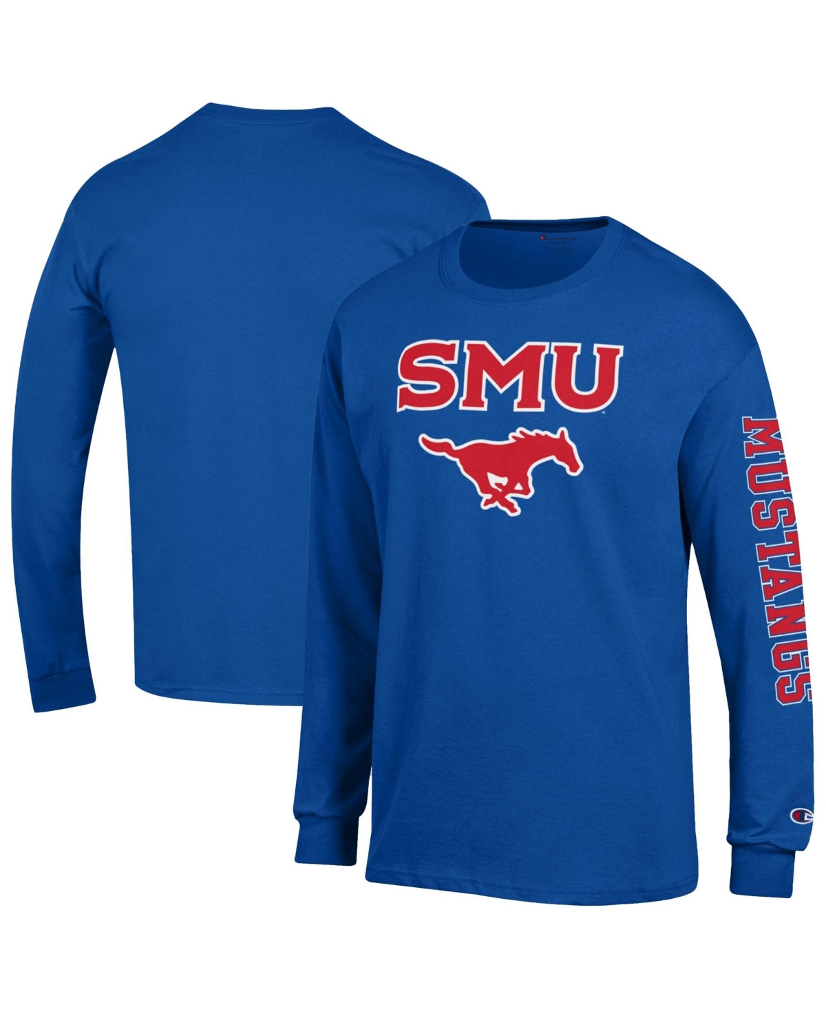 Champion Men's Royal Smu Mustangs Arch Over Logo 2-Hit Long-Sleeve T-Shirt - Royal