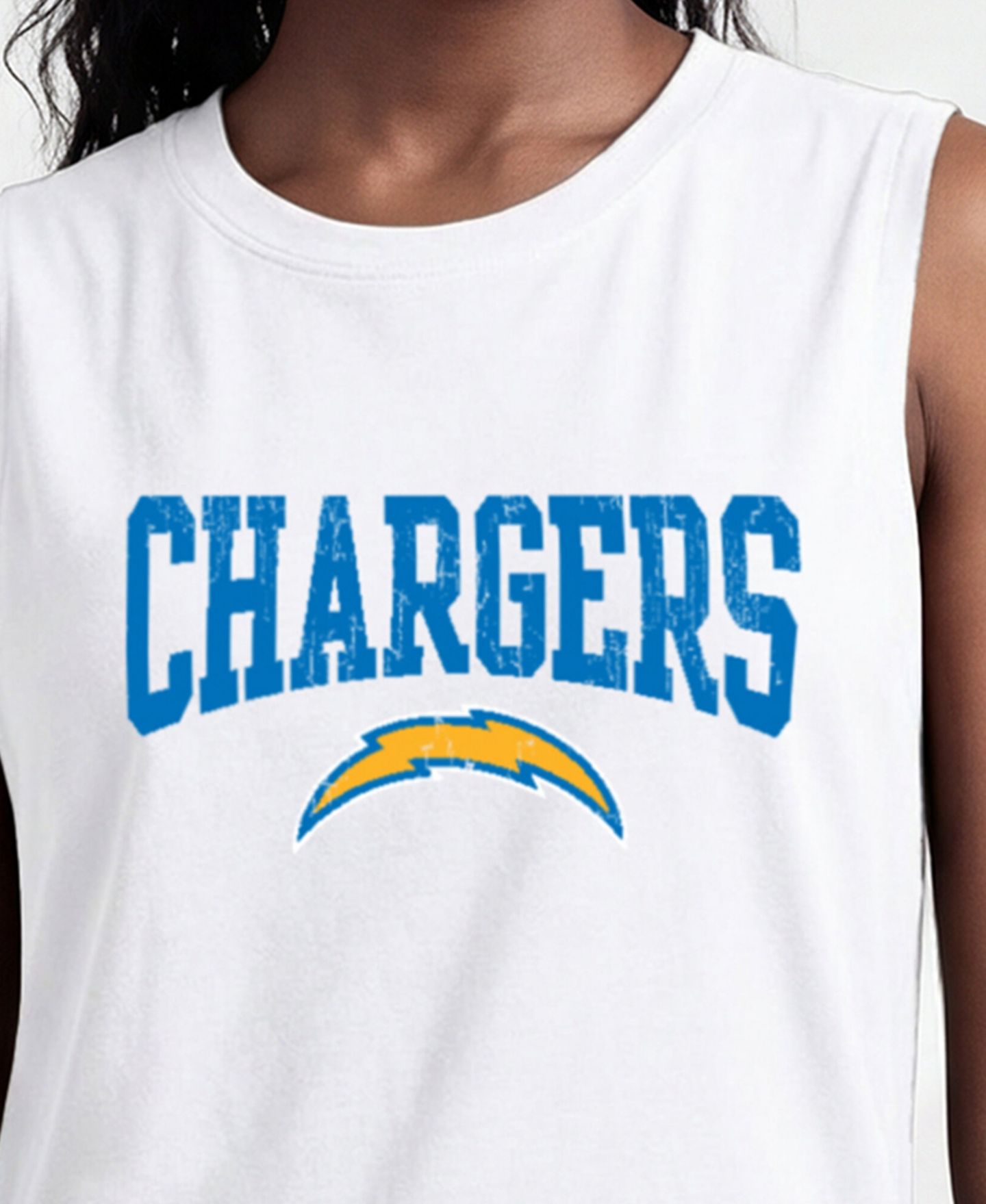 Женский топ Champion White Los Angeles Chargers Muscle — фото 5