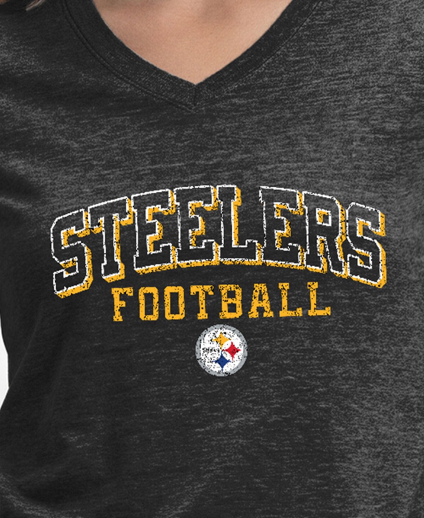 Женская футболка Champion Black Pittsburgh Steelers Triumph Tri-Blend V-Neck — фото 5