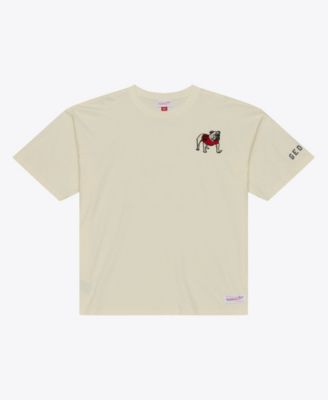 Men's Mitchell Ness Cream Georgia Bulldogs Oversized Heritage Hue T-Shirt
