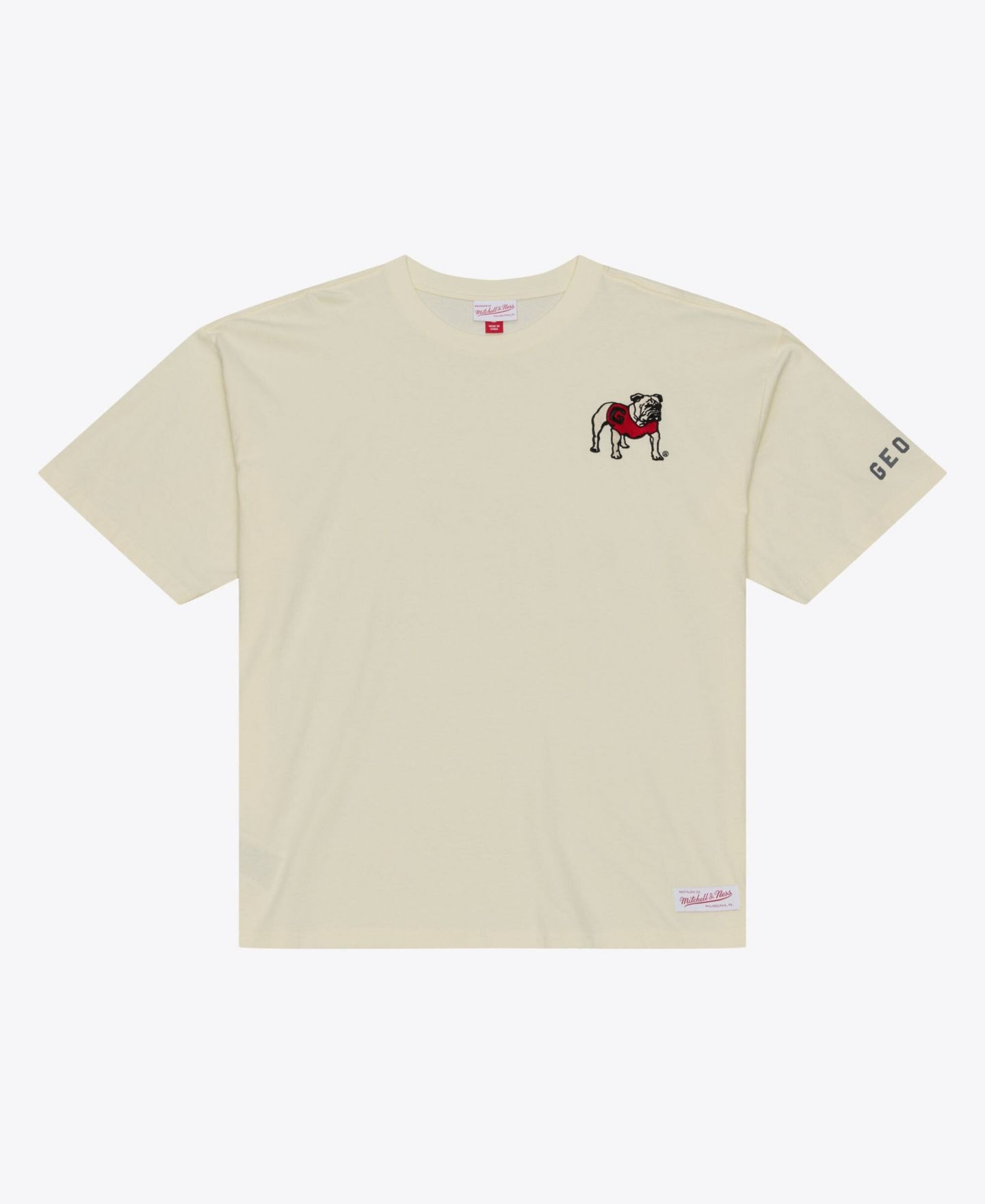 Мужская футболка Mitchell & Ness Mitchell Ness Cream Georgia Bulldogs Oversized Heritage Hue — фото 1