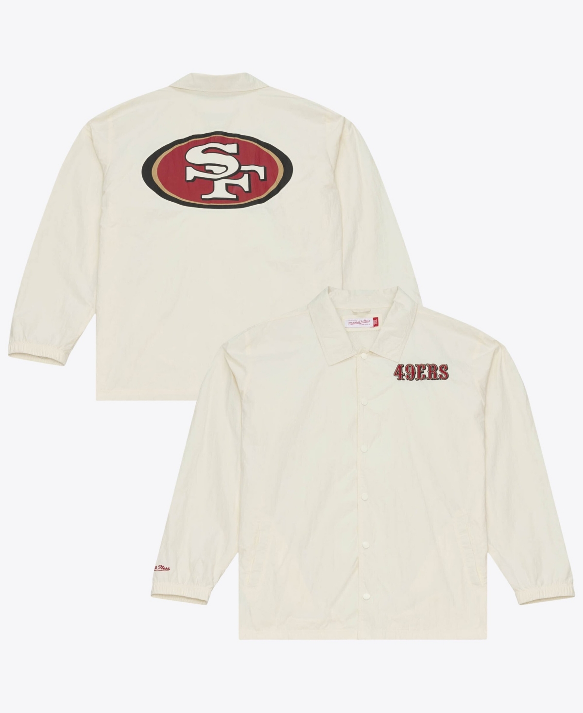 Mitchell & Ness Men's Mitchell Ness Cream San Francisco 49ers Retro Roots Full-Snap Coaches Jacket - Cream
