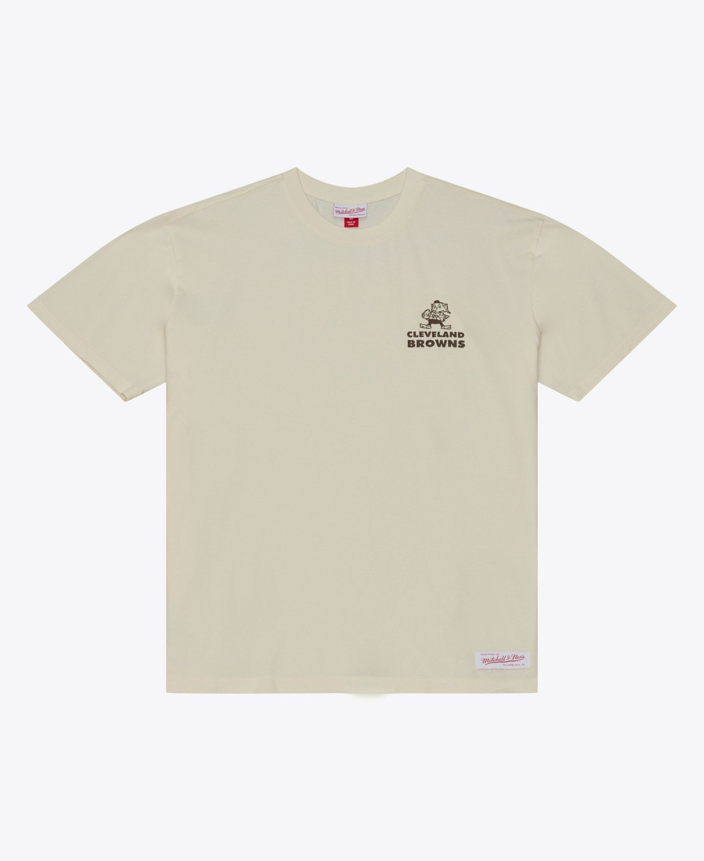 Мужская футболка Mitchell & Ness Mitchell Ness Cream Cleveland Browns Core Essentials Micro Logo — фото 1