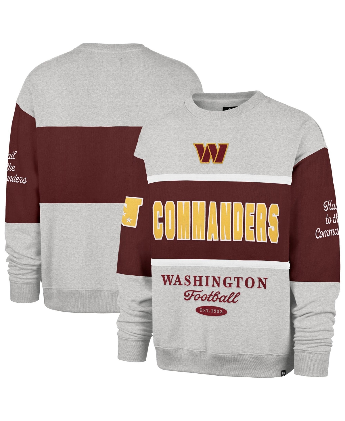 '47 Brand Men's Burgundy/Heather Gray Washington Commanders Blockfield Maximalist Sweatshirt - Burgundy, Heather Gray