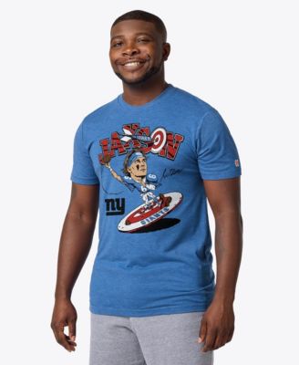Men's and Women's Jaxson Dart Royal New York Giants Caricature Player Graphic Tri-Blend T-Shirt