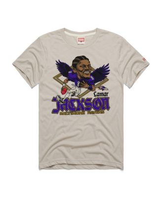 Men's and Women's Lamar Jackson Stone Baltimore Ravens Caricature Player Graphic Tri-Blend T-Shirt