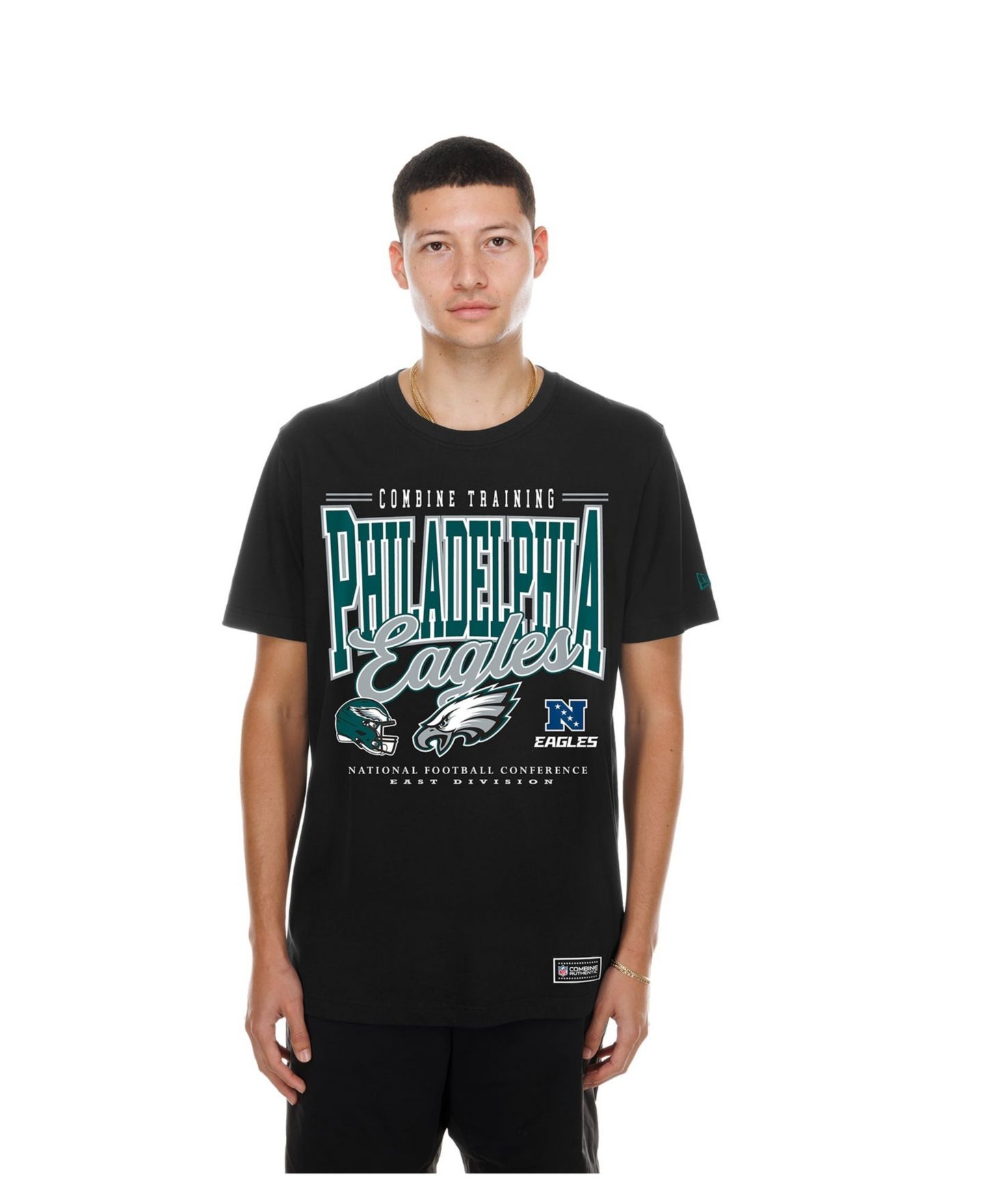 Мужская футболка New Era Black Philadelphia Eagles Combine Authentic — фото 1