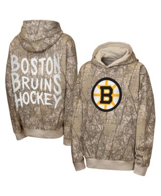 Big Boys' and Girls' Natural Boston Bruins Fast Furious Oversized Pullover Hoodie