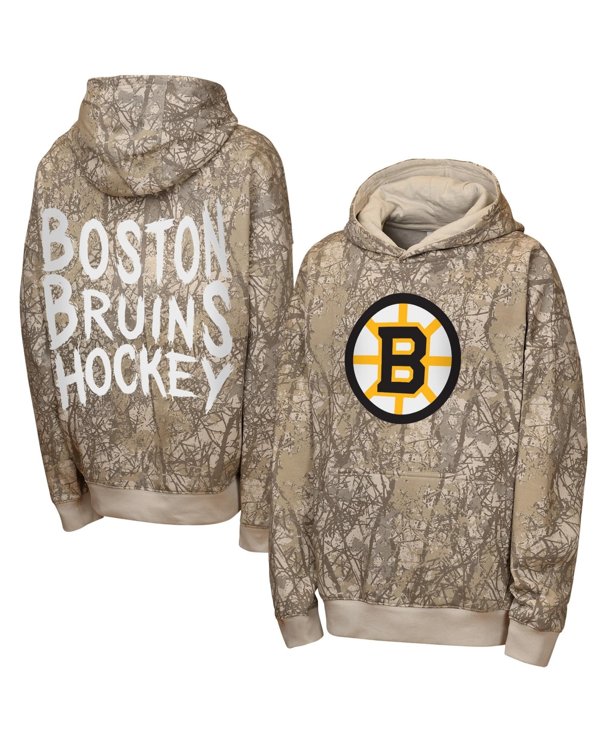 Outerstuff Big Boys' and Girls' Natural Boston Bruins Fast Furious Oversized Pullover Hoodie - Natural