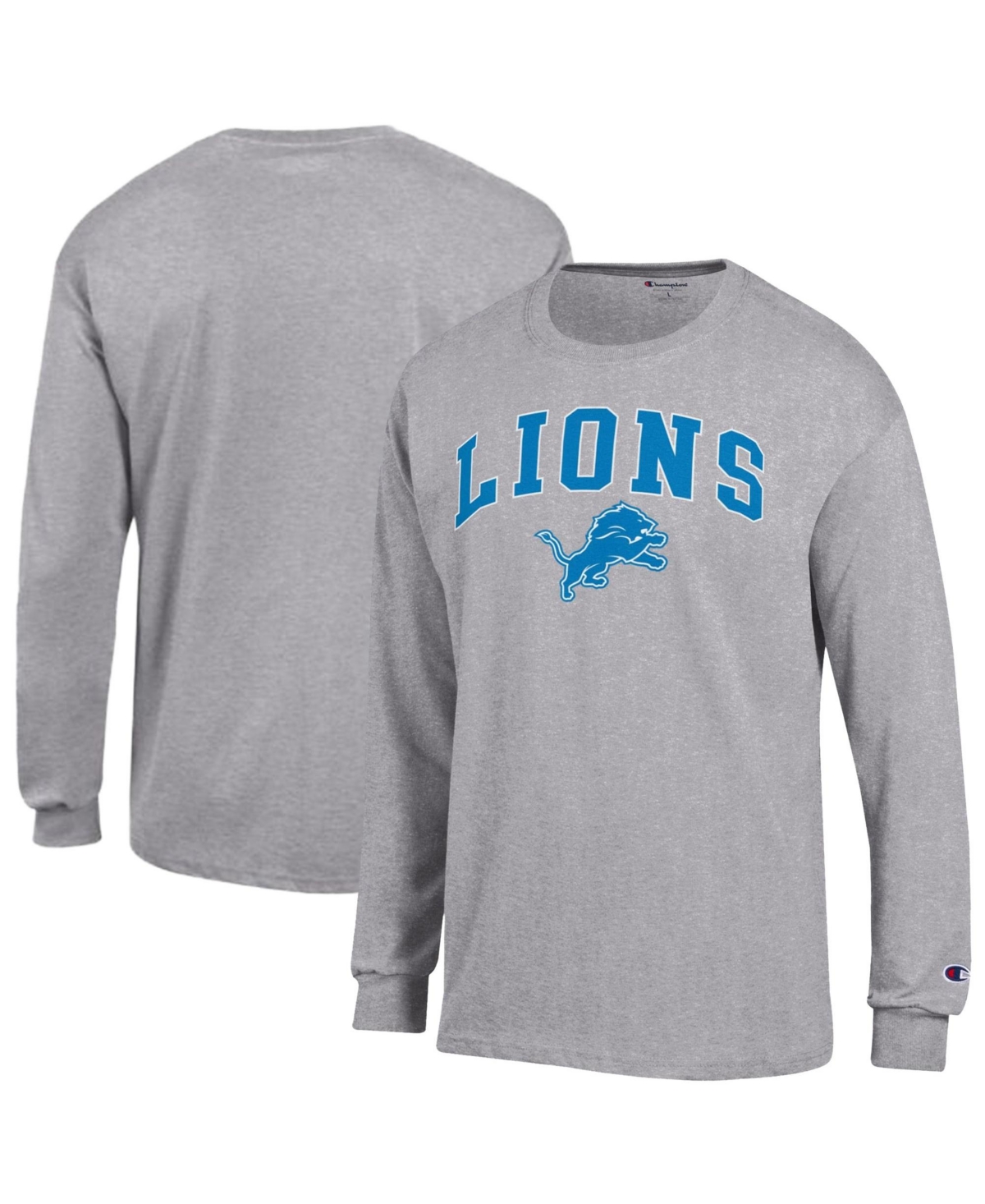 Champion Men's Gray Detroit Lions Arch Over Logo Long-Sleeve T-Shirt - Gray