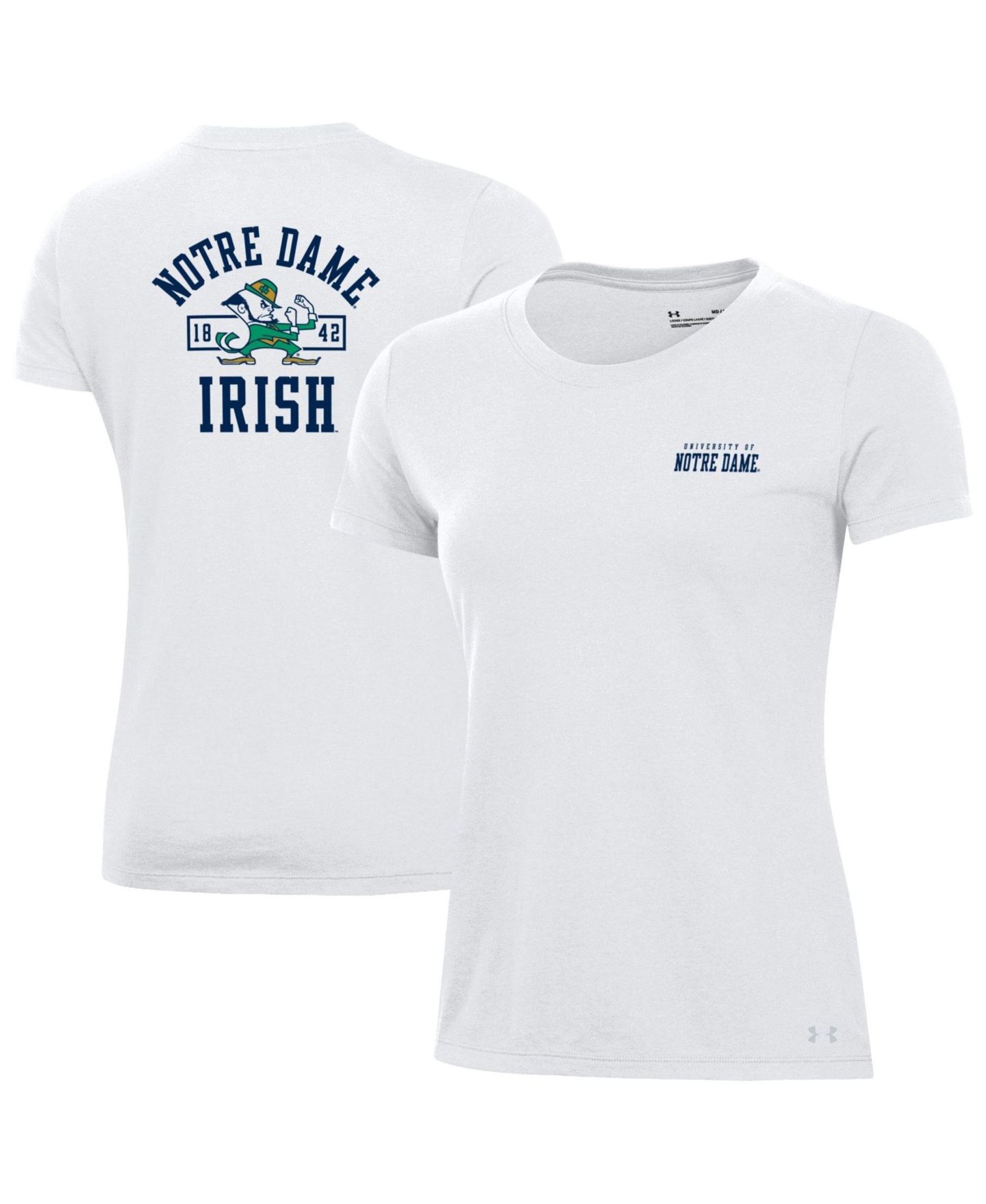 Женская футболка Under Armour White Notre Dame Fighting Irish Performance Cotton — фото 1