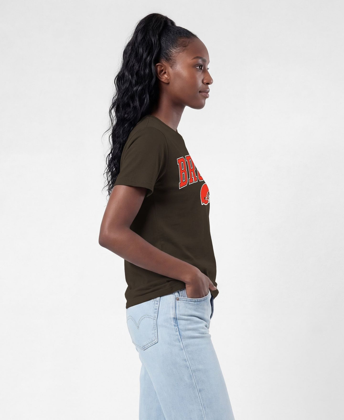 Женская футболка Champion Brown Cleveland Browns Arched Over Logo — фото 4