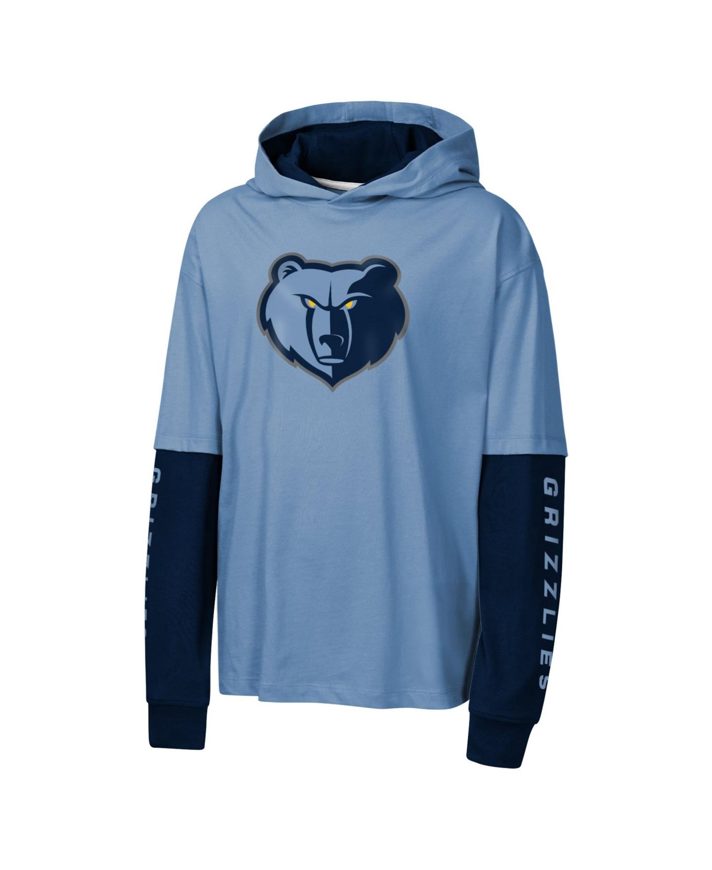 Детская футболка Outerstuff Blue Memphis Grizzlies Double Nickel Oversized Faux 2fer Hooded — фото 2