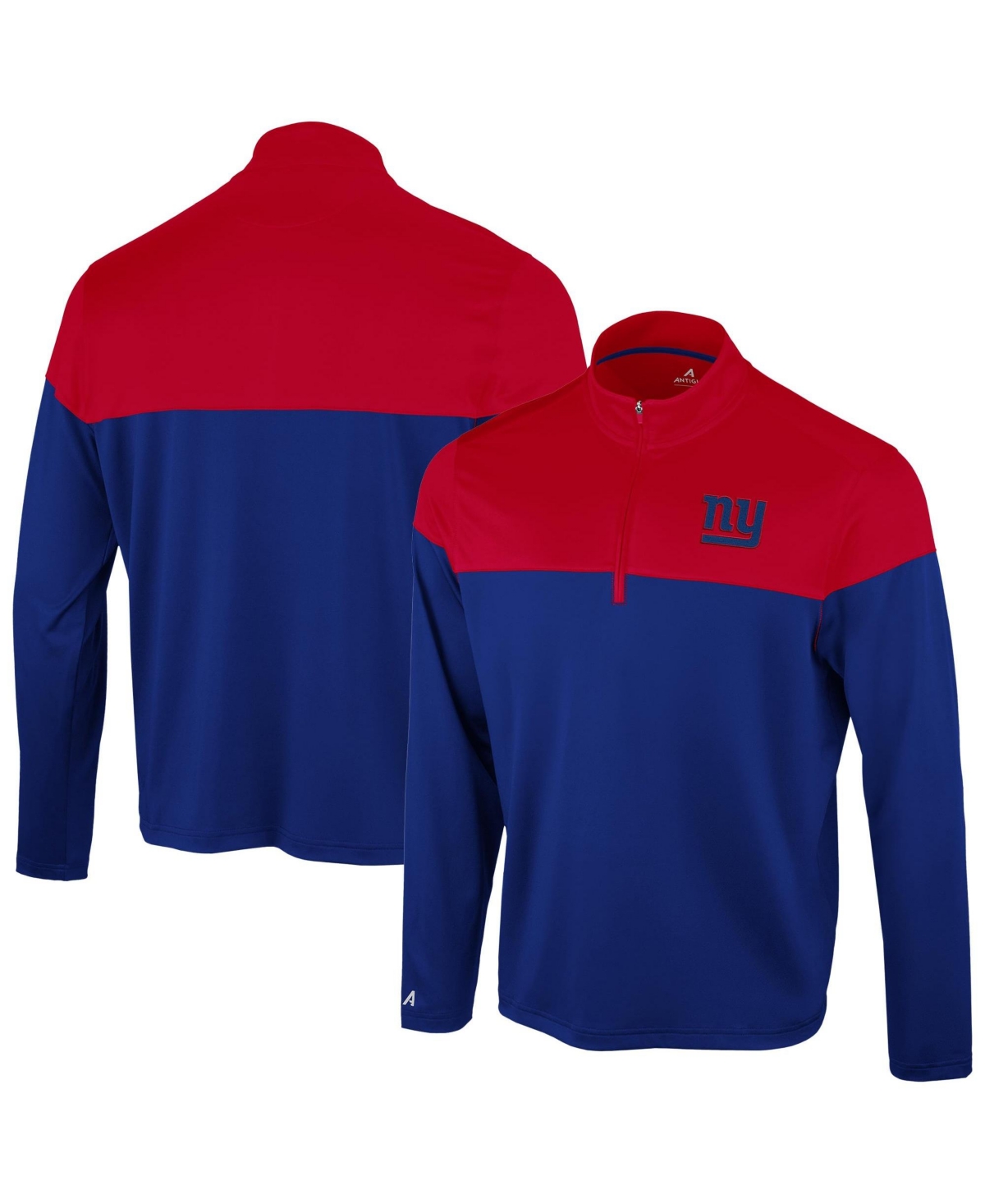 Antigua Men's Royal/Red New York Giants Hinder Quarter-Zip Pullover - Royal, Red