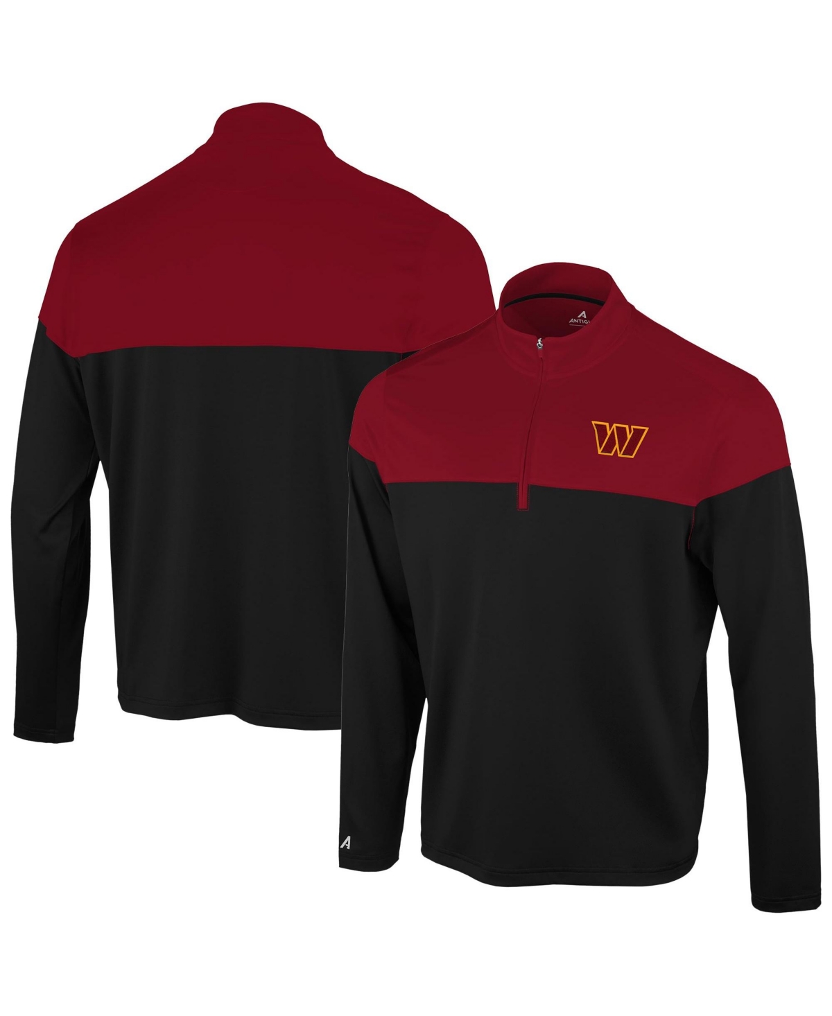 Antigua Men's Black/Burgundy Washington Commanders Hinder Quarter-Zip Pullover - Black, Burgundy