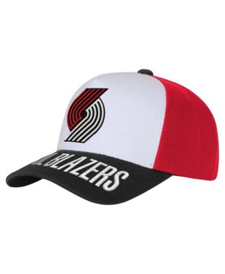 Big Boys' and Girls' White/Black Portland Trail Blazers Logo Three Pro Pinch Pre-Curved Adjustable Hat