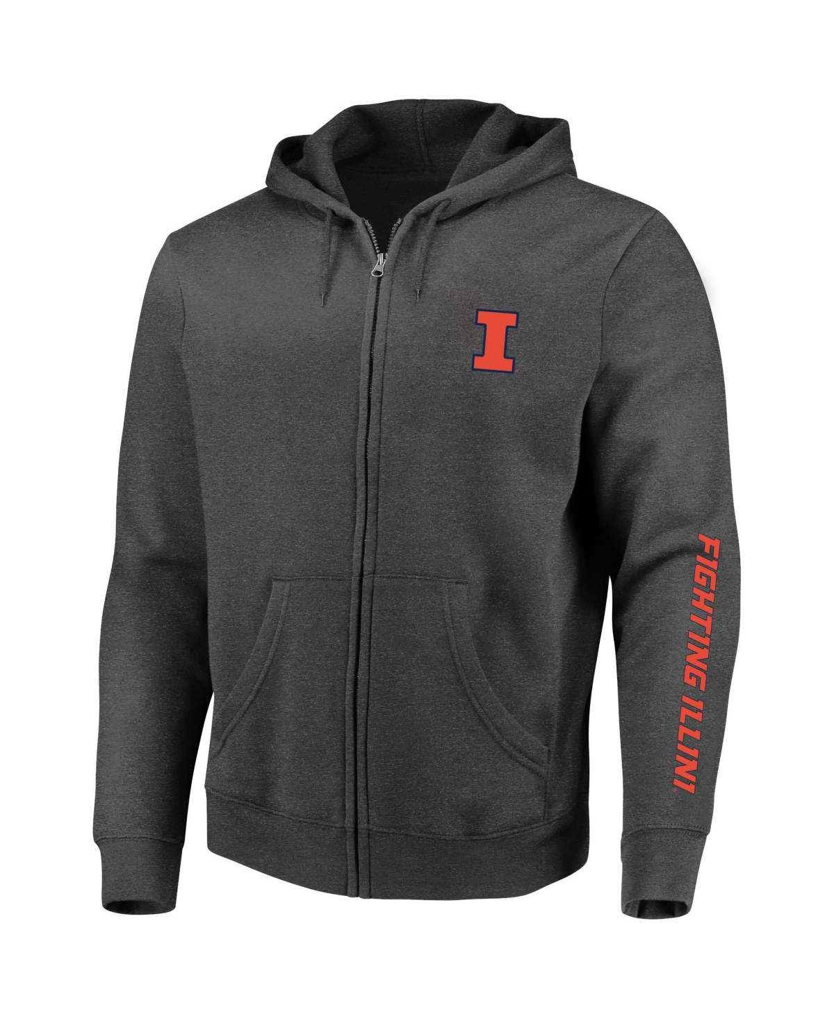 Profile Men's Heather Charcoal Illinois Fighting Illini Big Tall Full-Zip Hoodie - Heather Charcoal