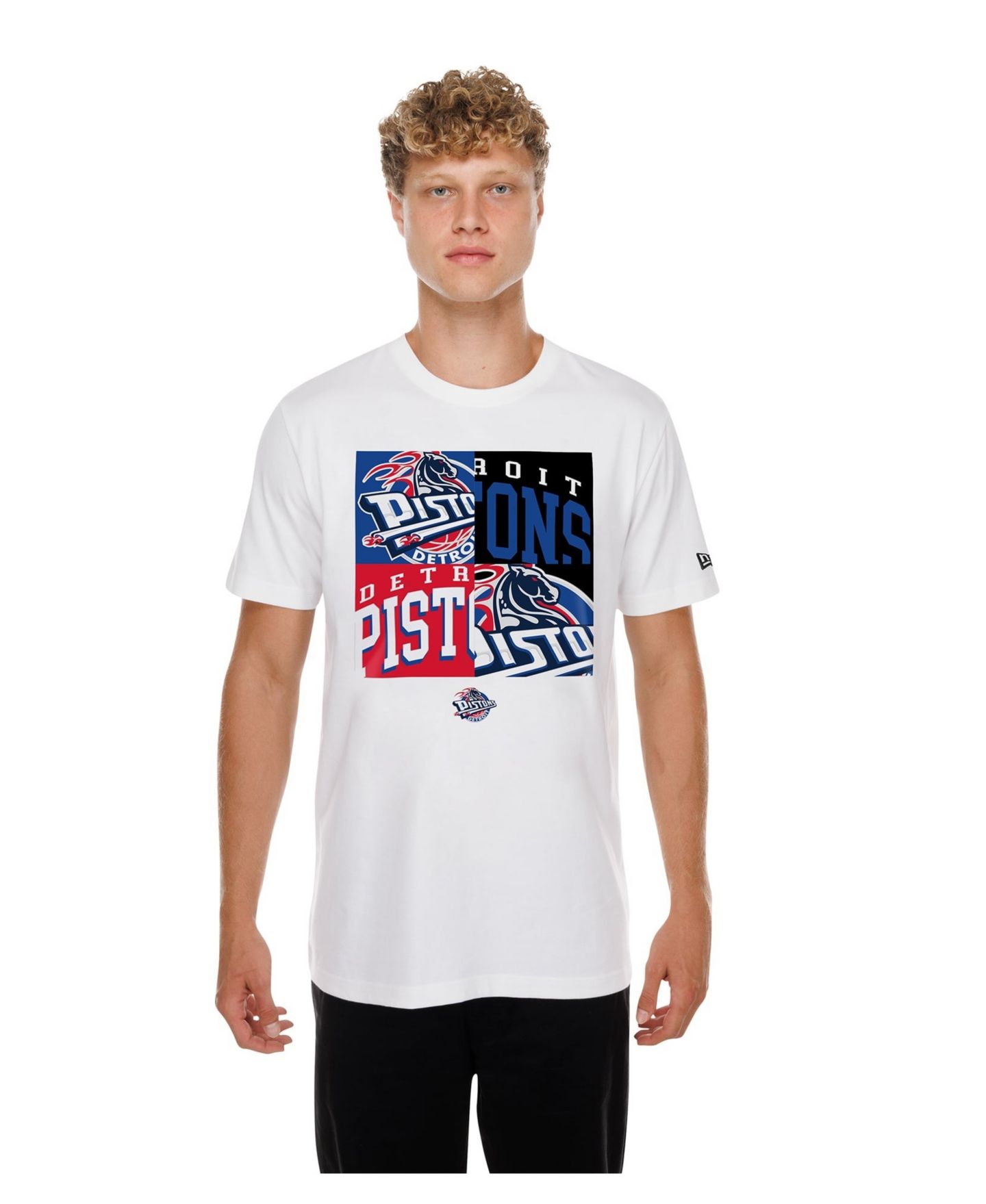 Мужская футболка New Era White Detroit Pistons Block Logo — фото 1