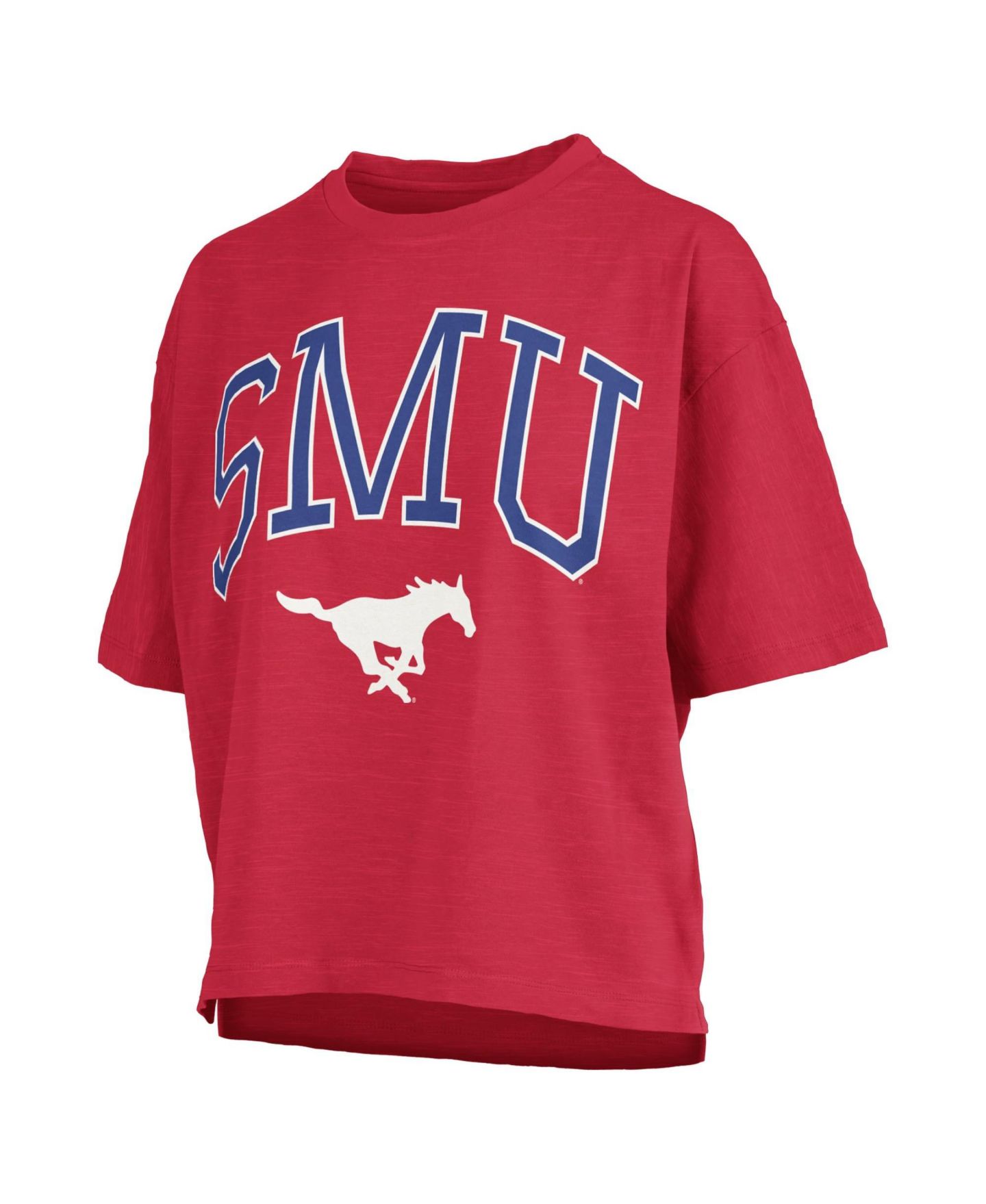 Женская футболка Pressbox Red SMU Mustangs Oversized Nelson Arch Over Logo Slub — фото 2