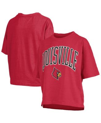 Women's Red Louisville Cardinals Oversized Nelson Arch Over Logo Slub T-Shirt