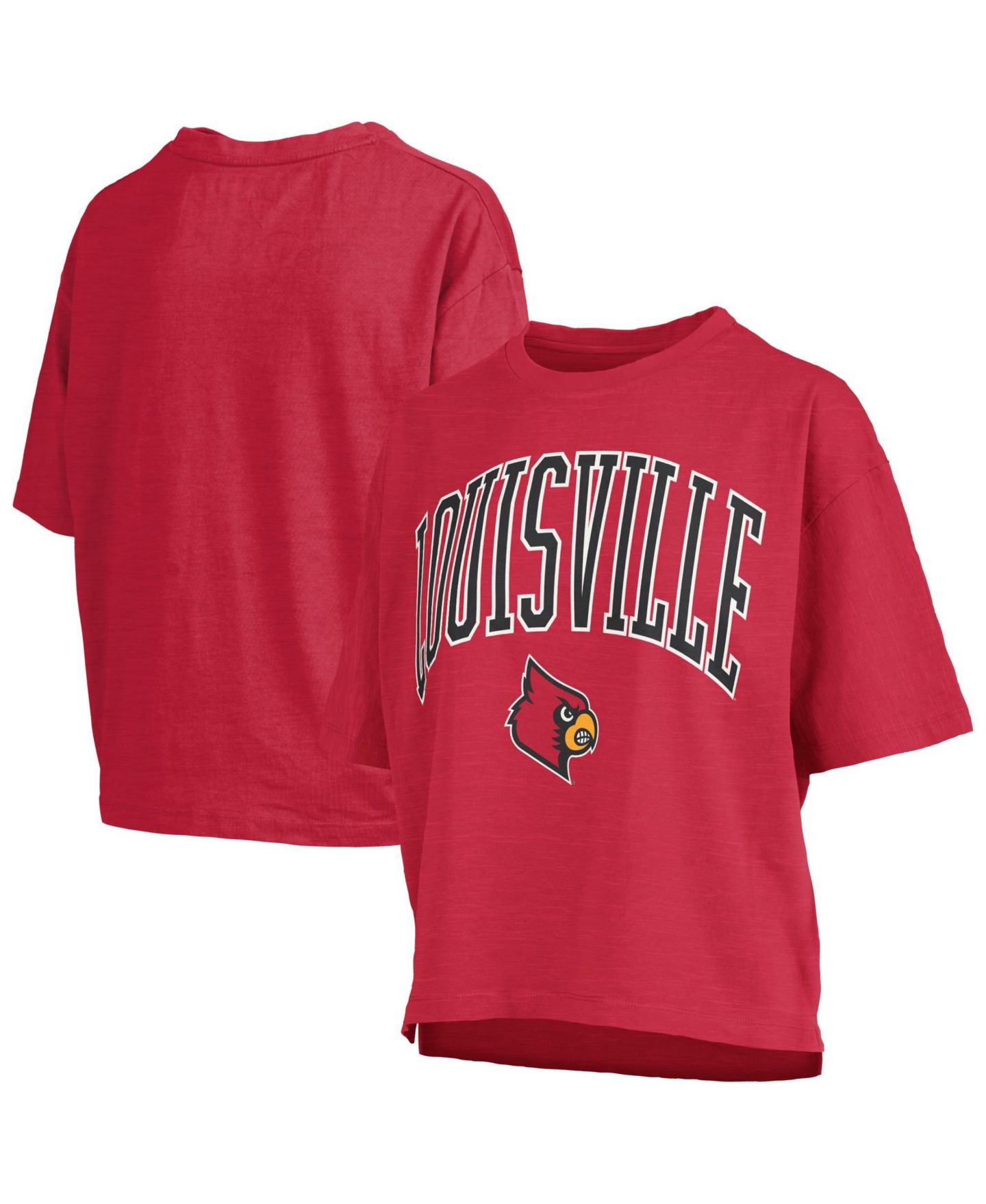 Женская футболка Pressbox Red Louisville Cardinals Oversized Nelson Arch Over Logo Slub — фото 1