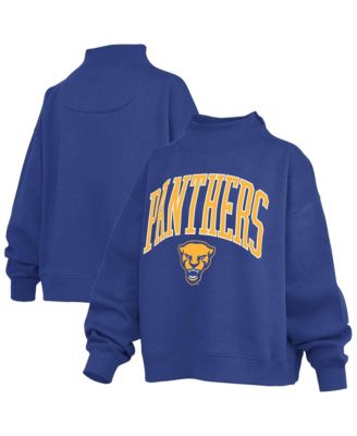 Women's Royal Pitt Panthers Oversized Slogan Fleece Mock Neck Sweatshirt