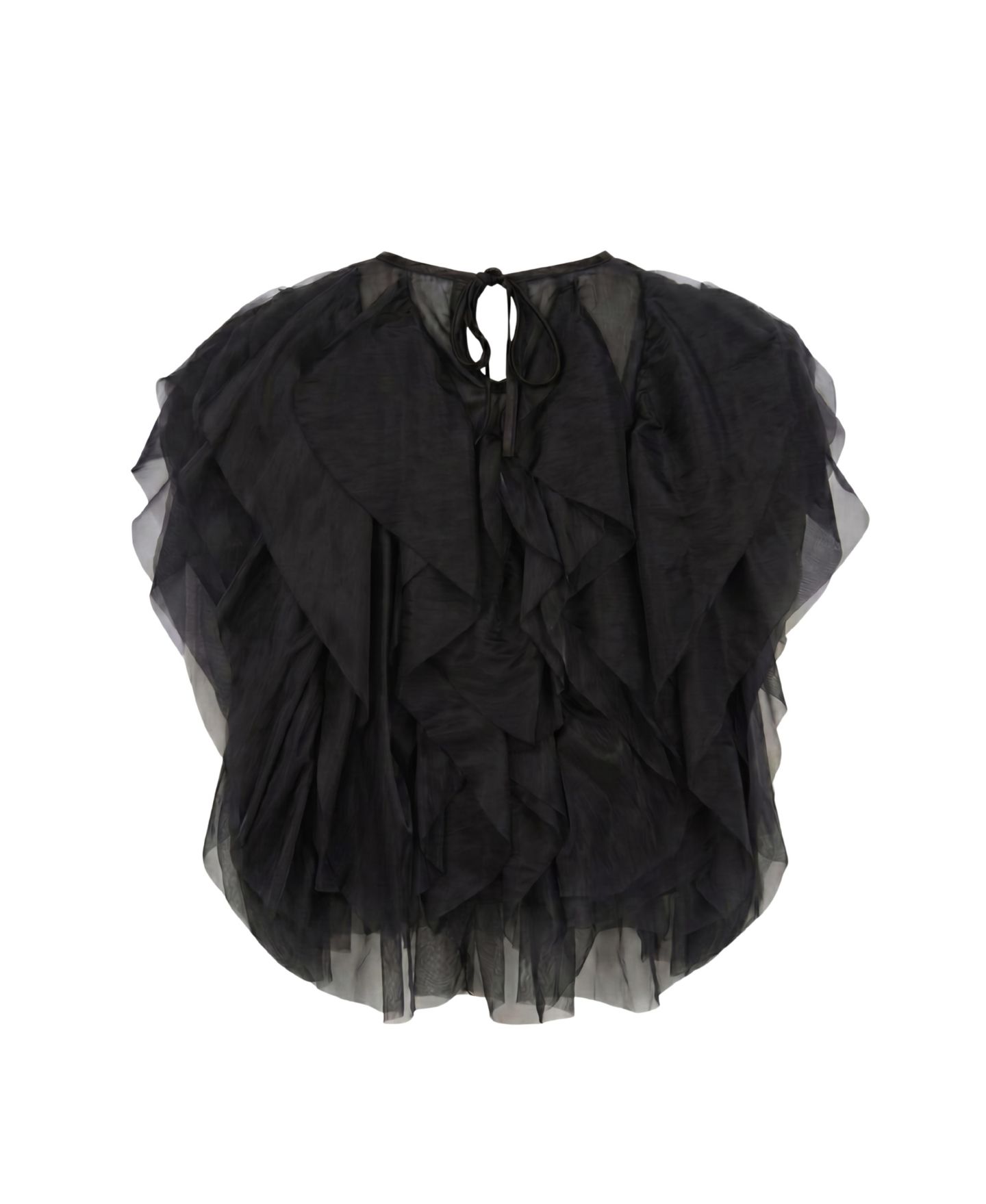 Женская блузка Modenaire Sleeveless Sheer Ruffled Tulle, цвет: Чёрный — фото 8