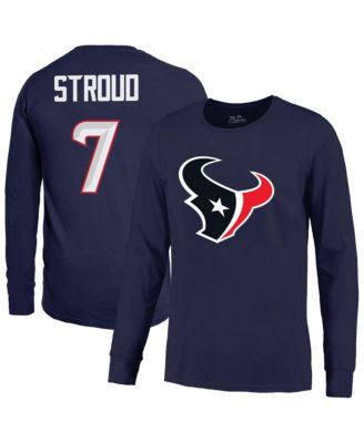 Men's C.J. Stroud Navy Houston Texans Name & Number Non-Distressed Long-Sleeve T-Shirt