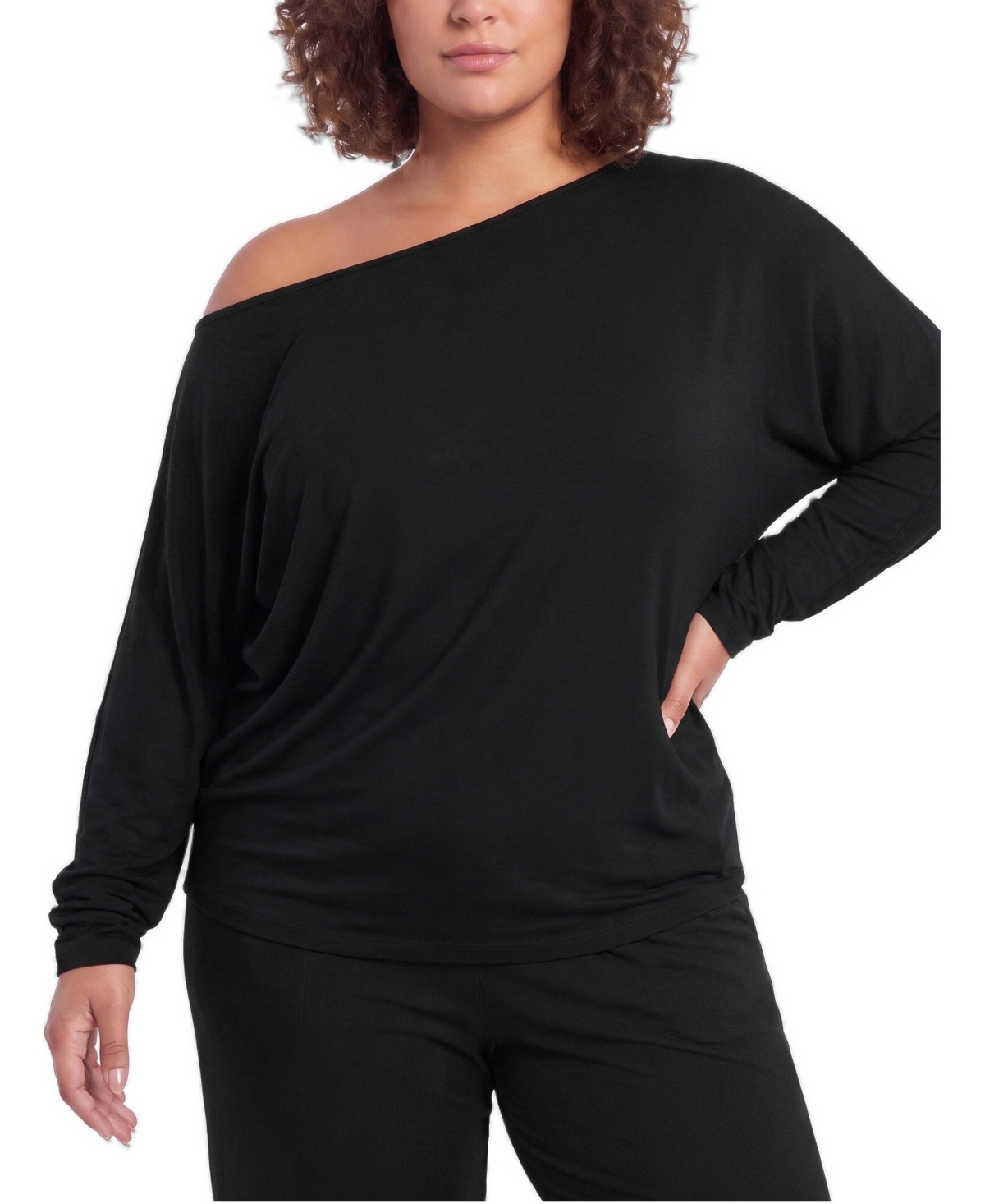 Torrid Plus Size Boat Neck Dolman Sleeve Pullover - Deep black