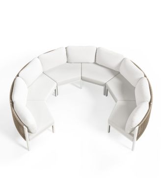 Outdoor Patio Furniture All-Weather Aluminum PE Rattan Wicker Half Round Curved Sofa Sectional Set