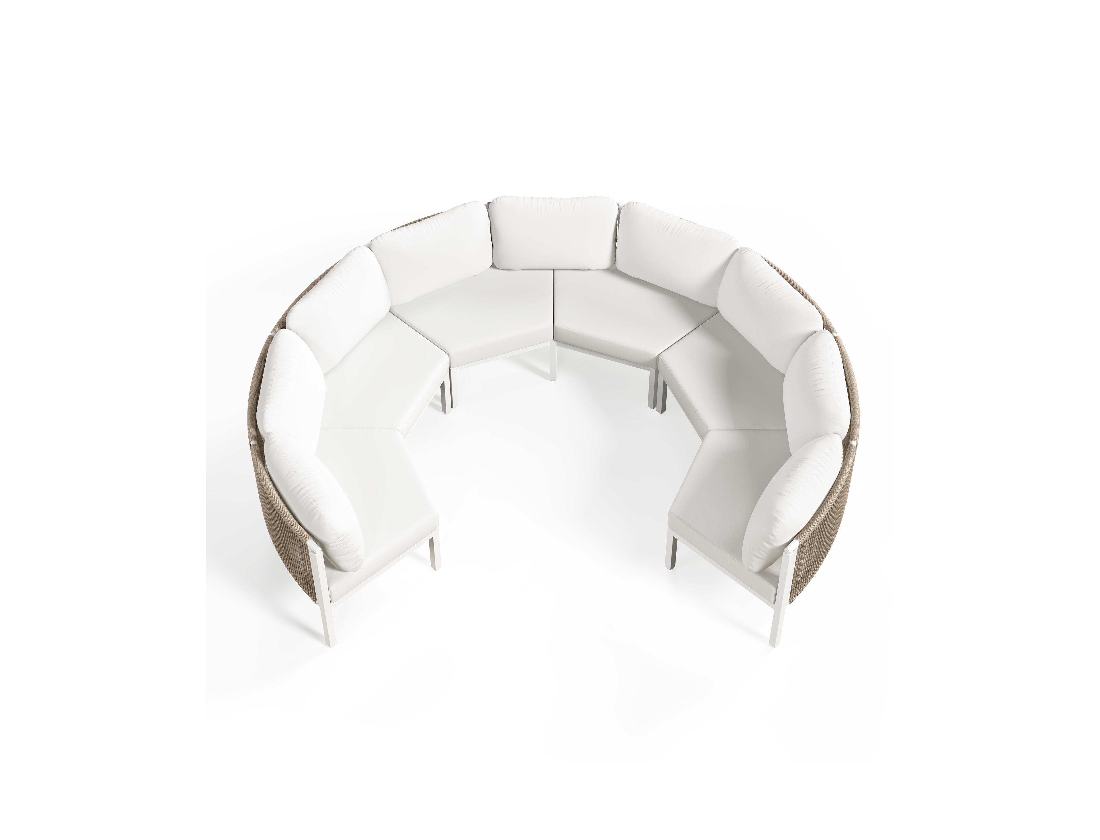 Pellebant Outdoor Patio Furniture All-Weather Aluminum Pe Rattan Wicker Half Round Curved Sofa Sectional Set