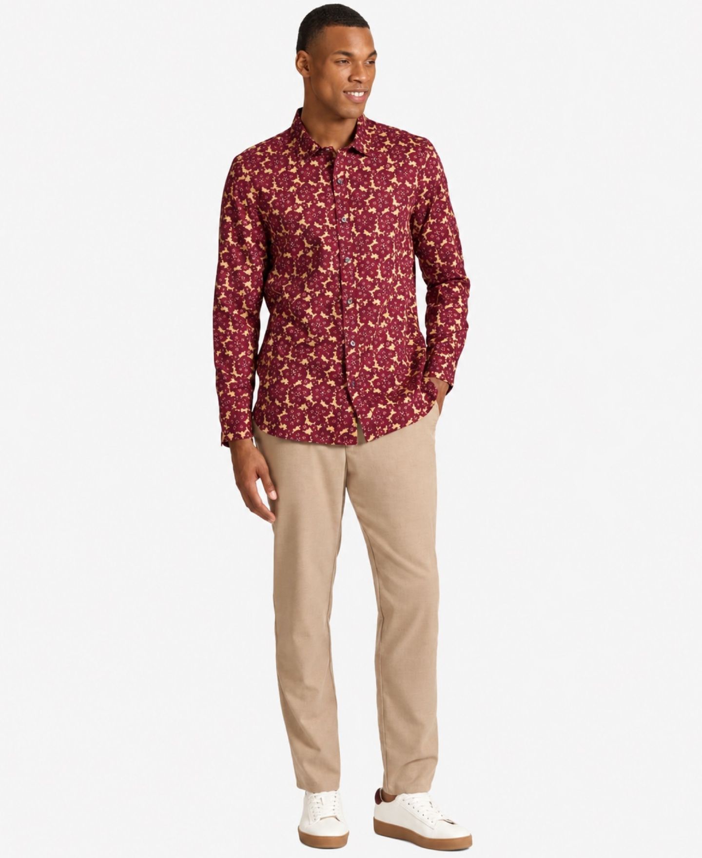 Мужская рубашка Ted by Ted Baker Lancaster Printed Classic-Fit, цвет: Красный — фото 2