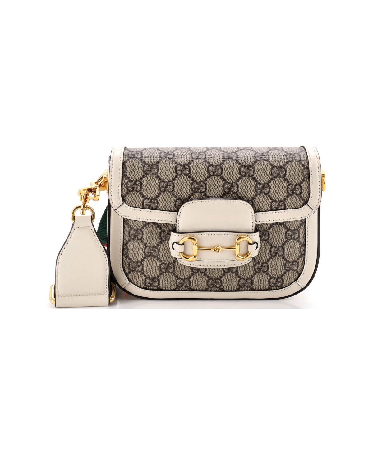 Pre-Owned Gucci Mini Horsebit 1955 Shoulder Bag Gg Coated Canvas with Leather - Natural