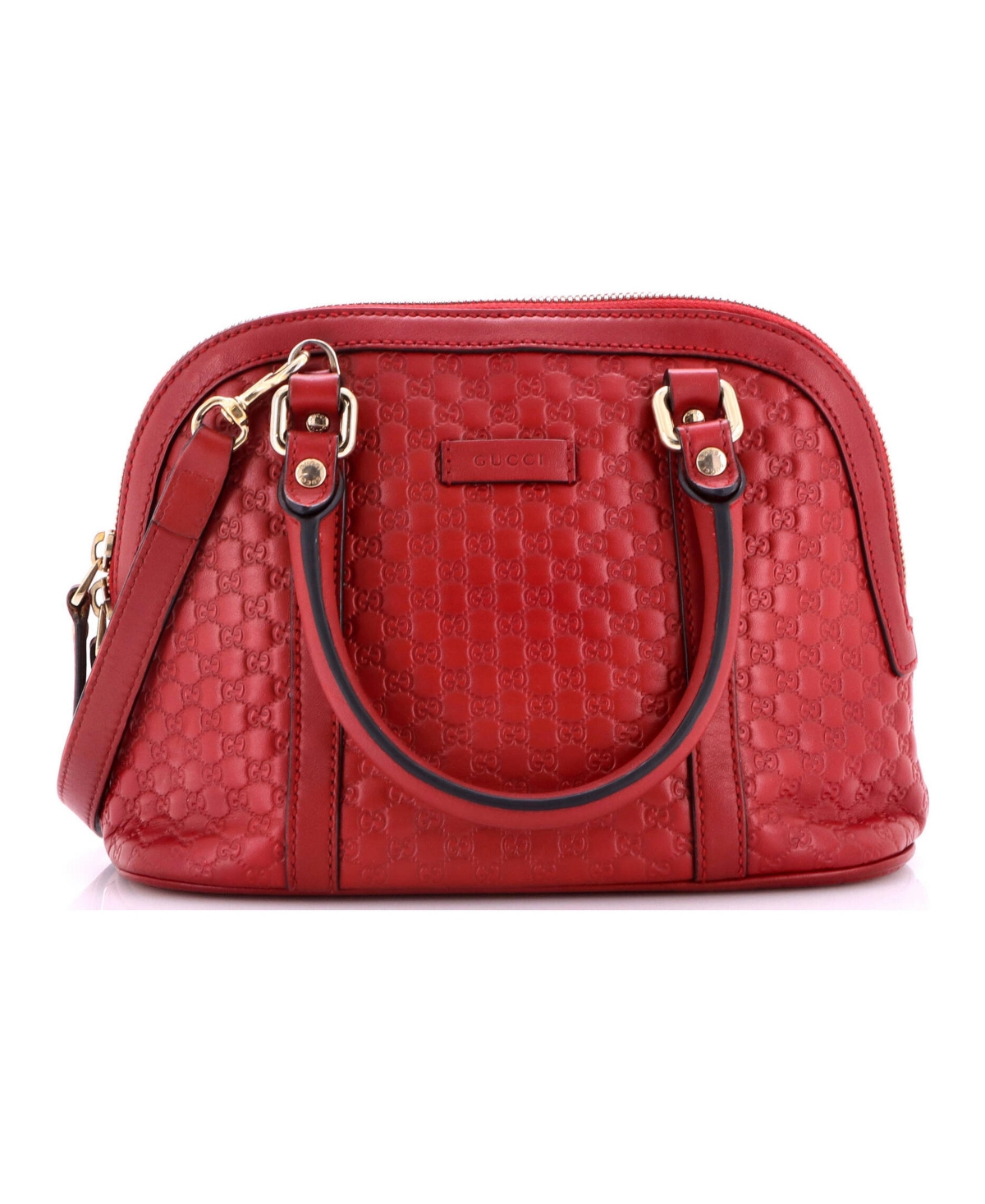 Pre-Owned Gucci Mini Convertible Dome Satchel Microguccissima Leather - Red