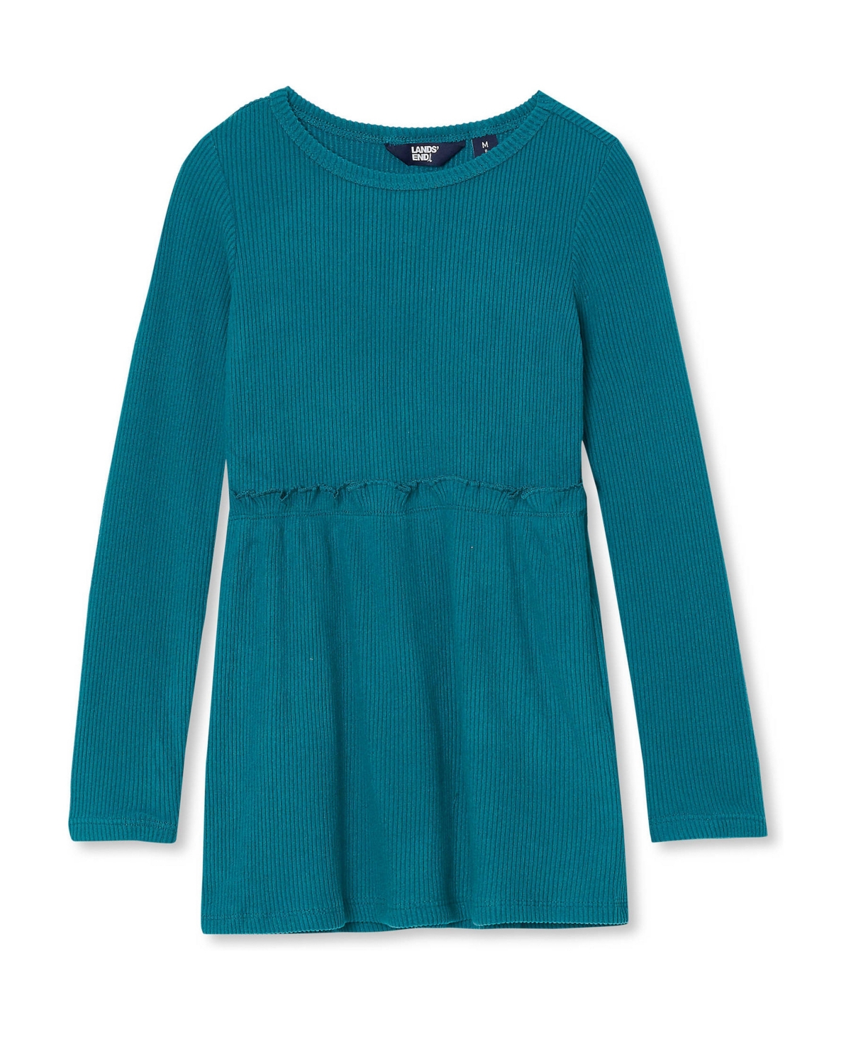Lands' End Big Girls Plus Long Sleeve Rib Knit Tunic - Harbor blue
